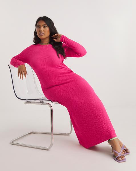 Simply Be - Women's Textured Jersey Midaxi Dress - Size 22 - Pink - 99% Polyester 1% Elastane