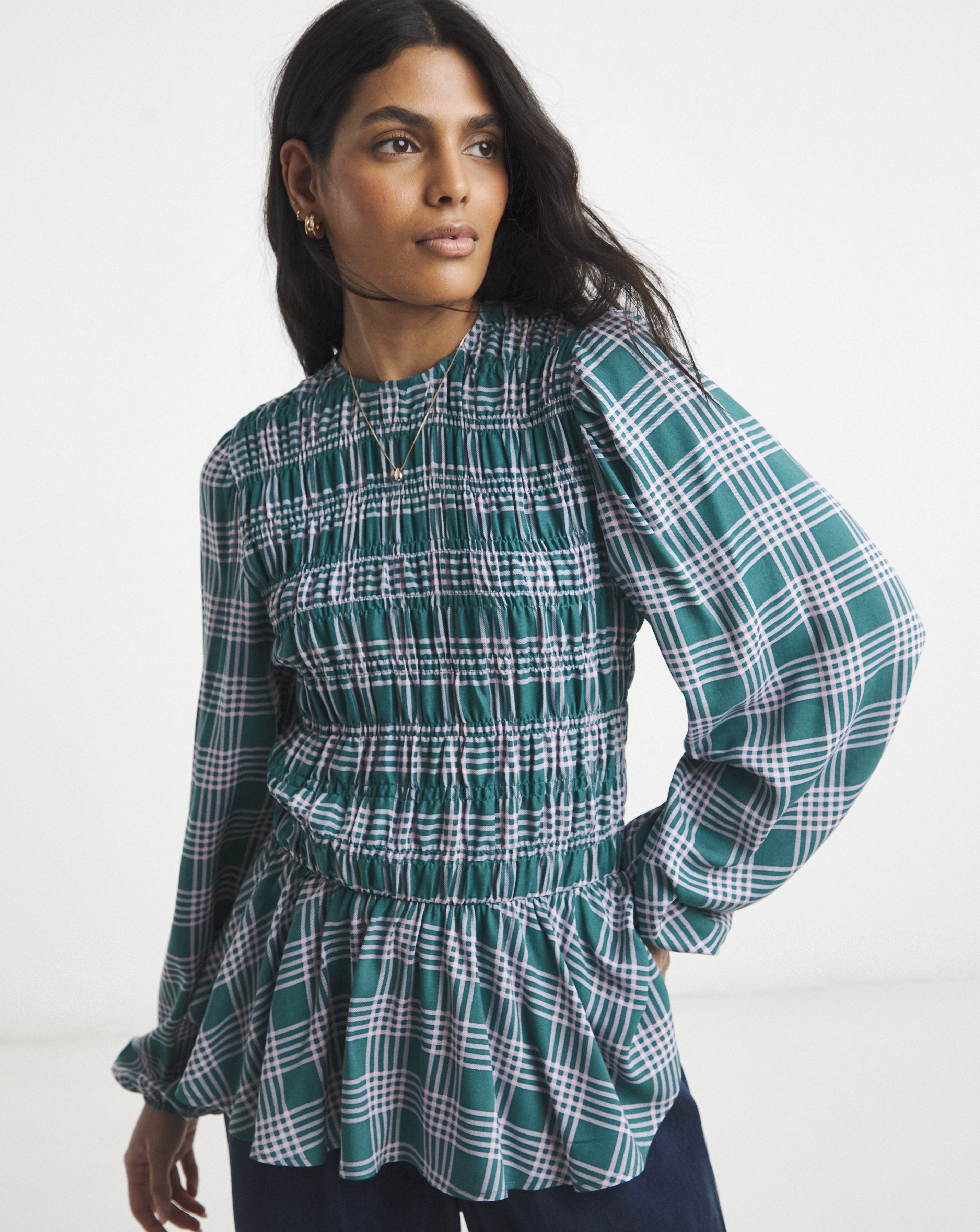 Simply Be Shirred Long Sleeve Top
