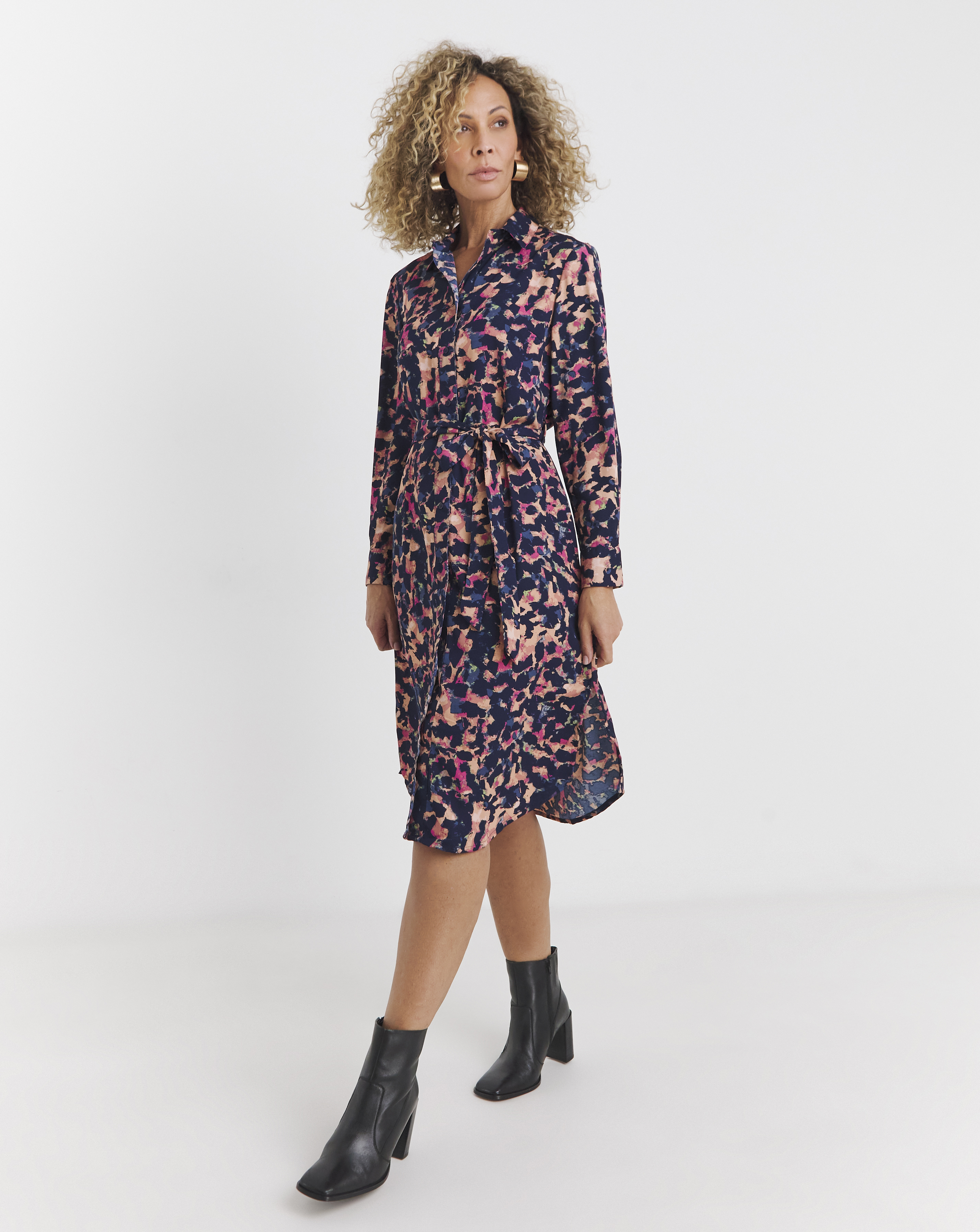 Button Through Midi Shirt Dress