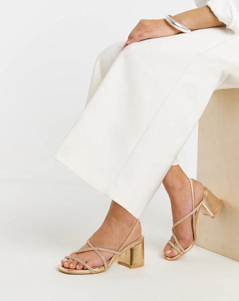 Strappy Low Block Heels Wide Fit