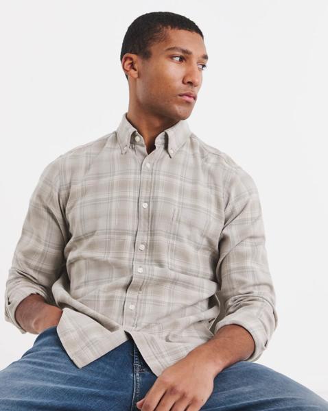 BOSS Long Sleeve Check Shirt - Beige