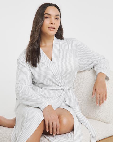 Supersoft Grey Marl Stripe Gown