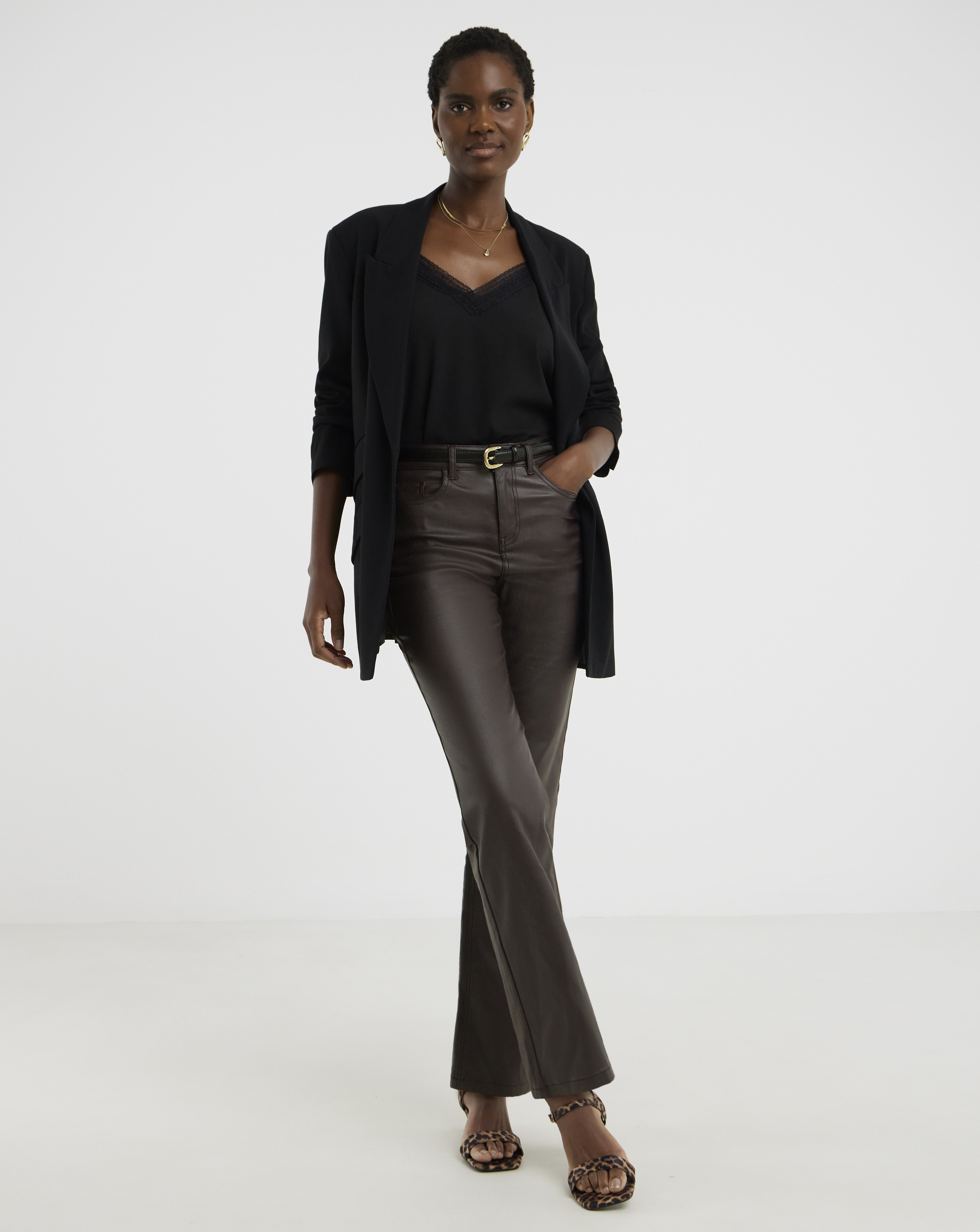 Coated Straight Leg Jean