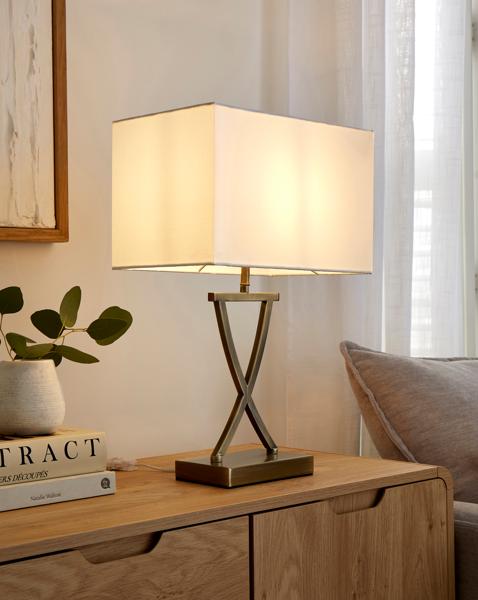 Antique Brass Faux Silk Shade Table Lamp