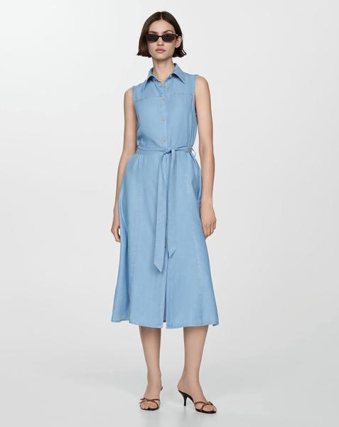 Mango Tie Waist Sleeveless Dress