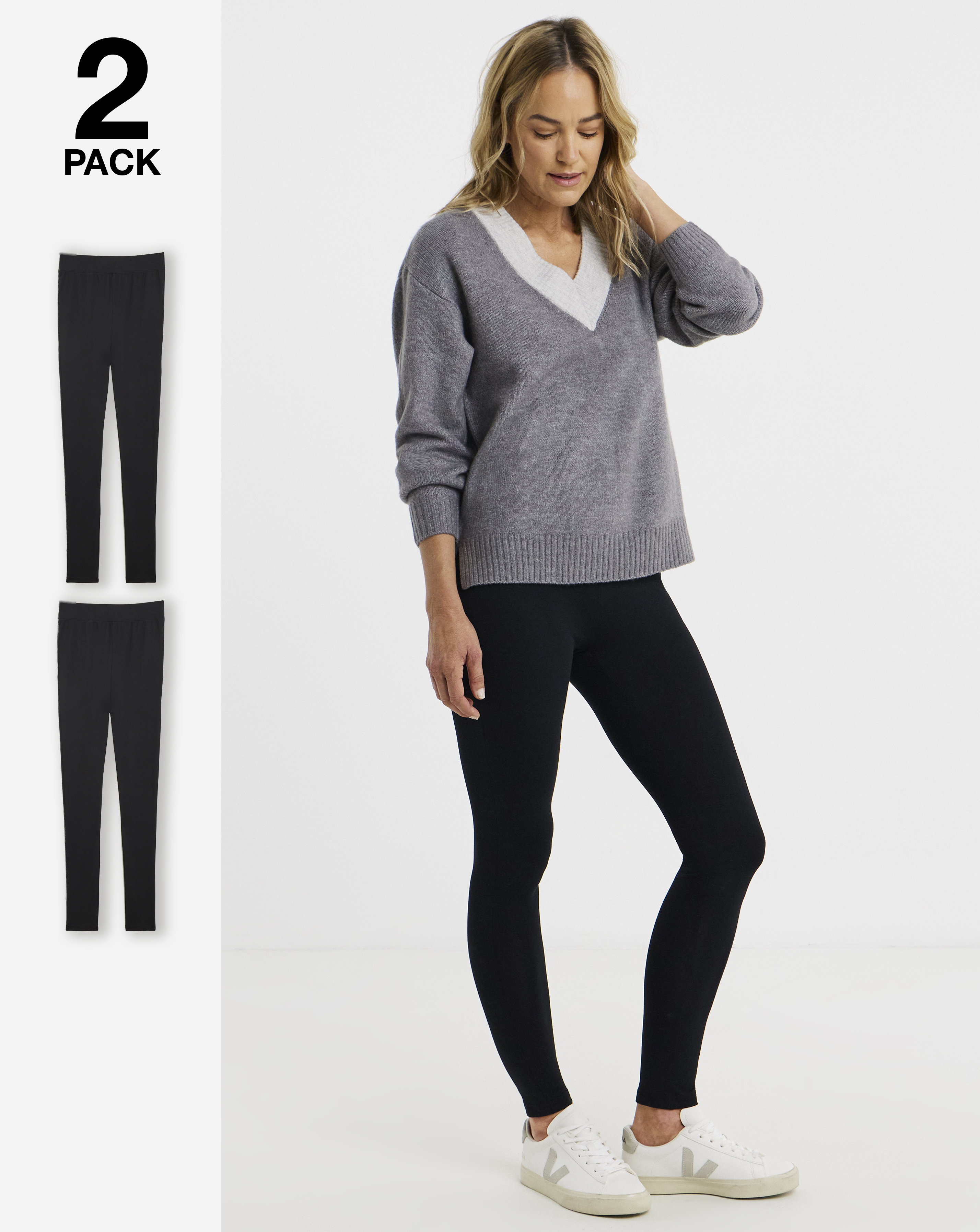 Cotton Rich 2 Pack Full Length Leggings