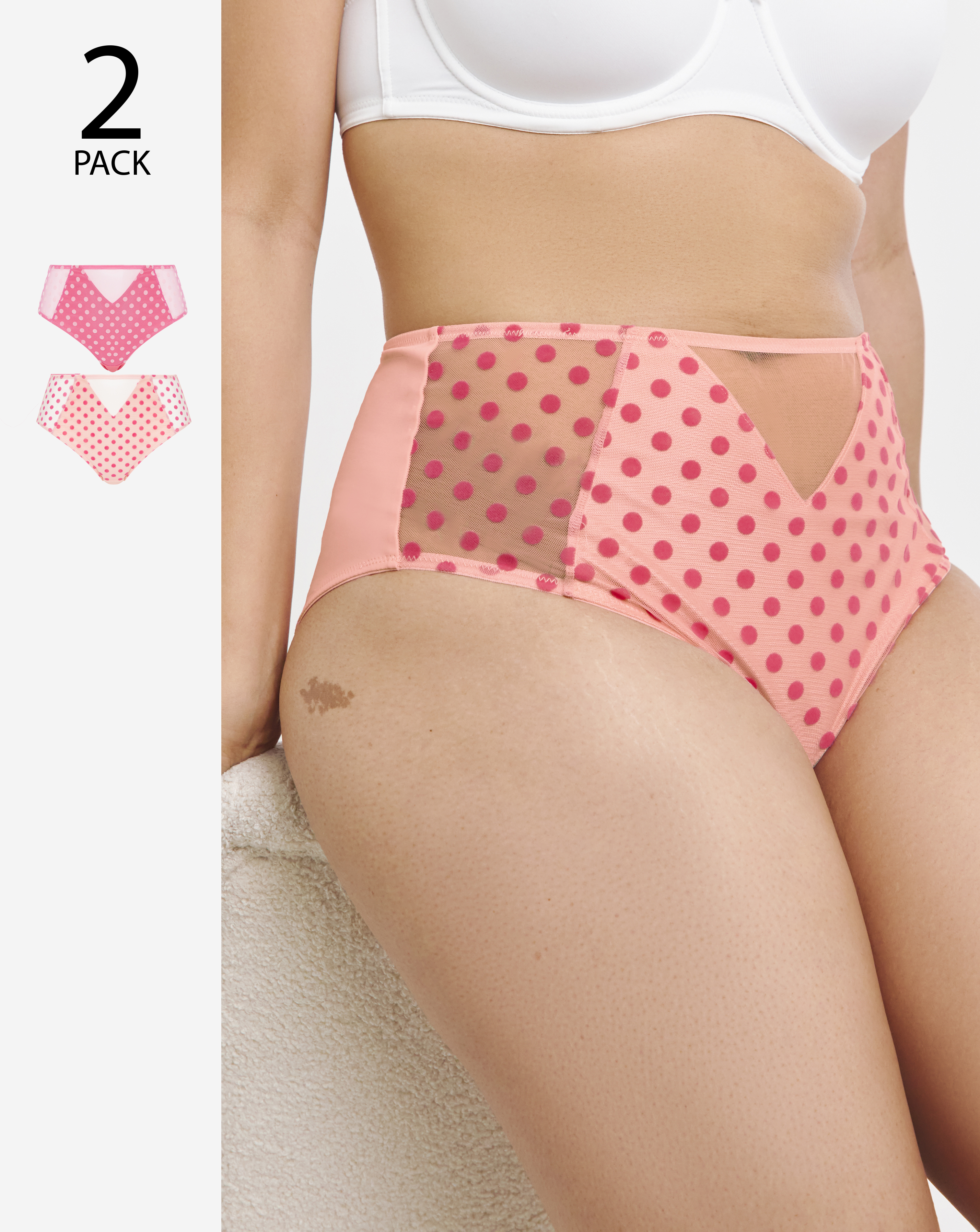 2 Pack Hannah Spot Mesh Briefs