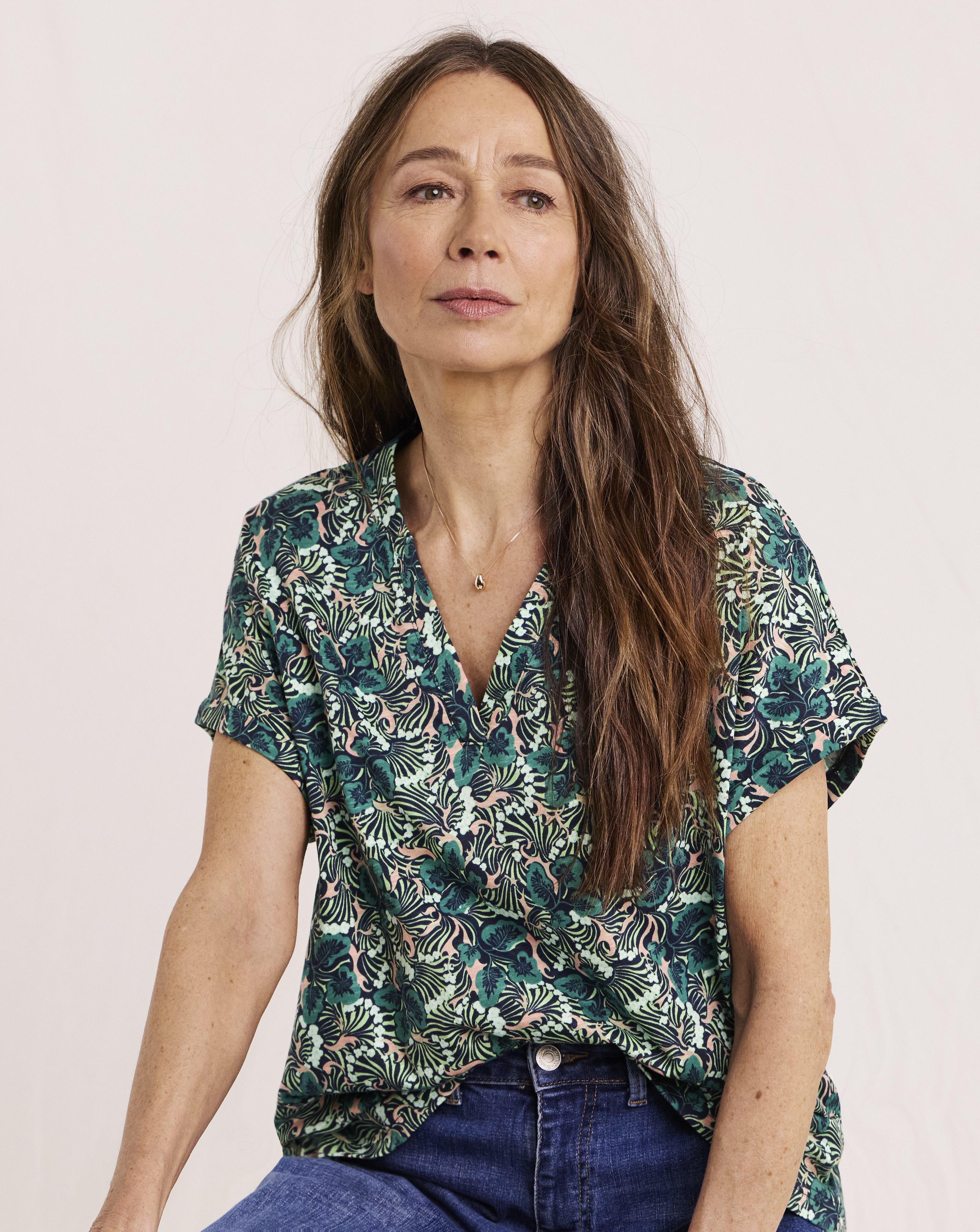 Julipa Notch Neck Cotton T-shirt