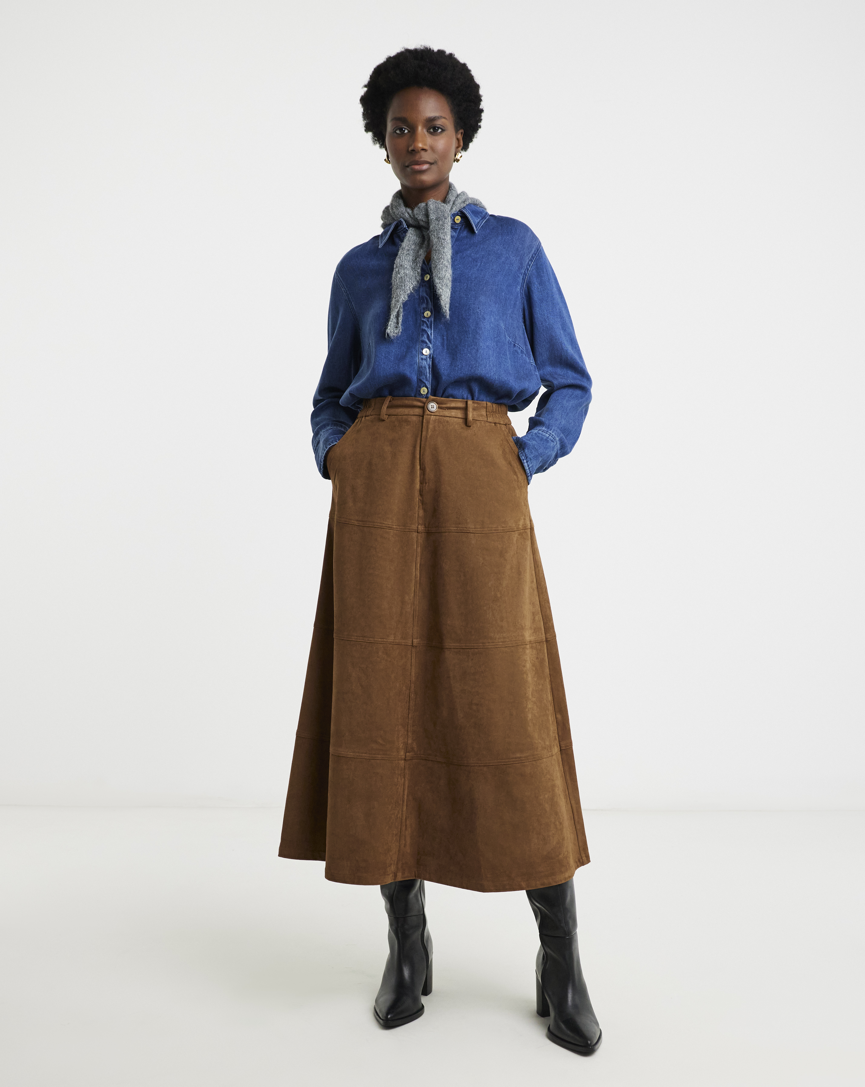 A-Line Faux-Leather Skirts | Ambrose Wilson