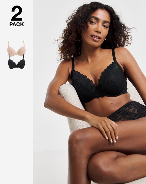 2 Pack Daisy Lace Plunge Bras