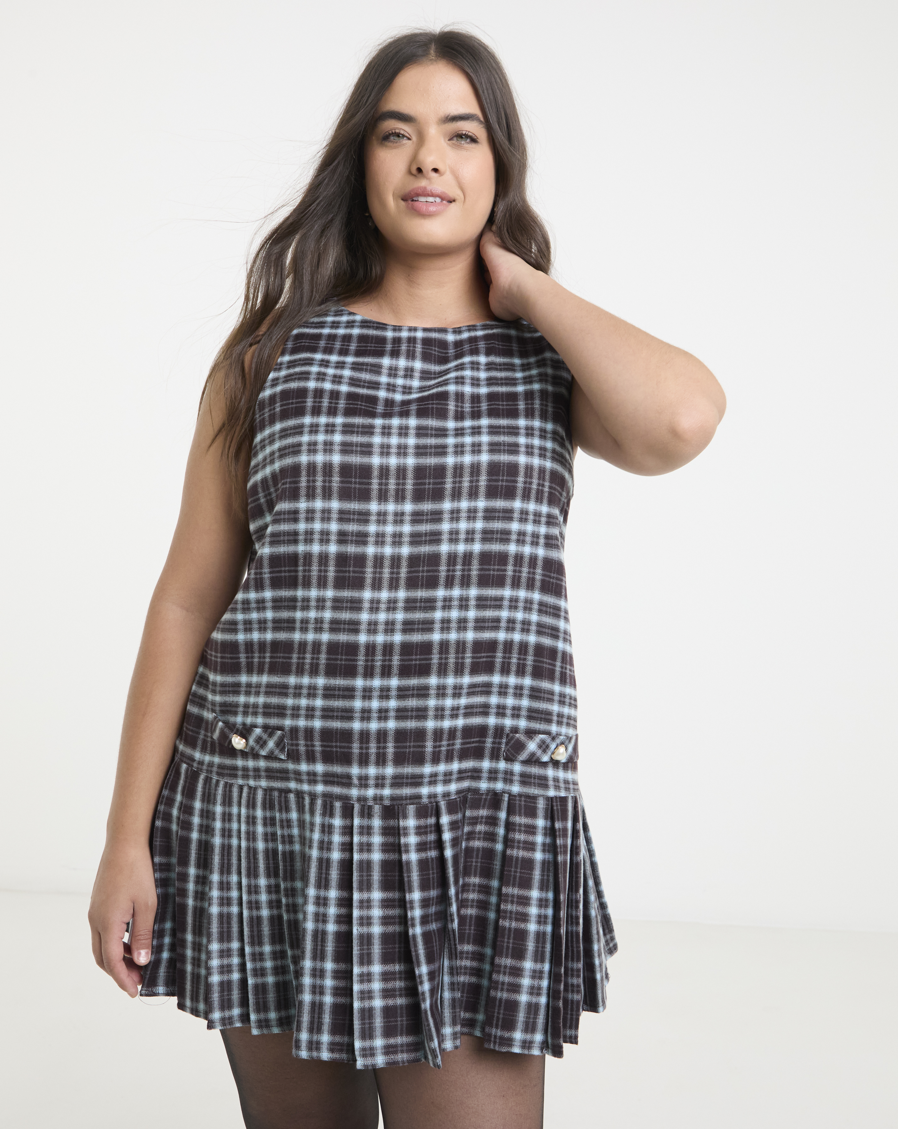 Neon Rose Tartan Mini Dress
