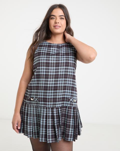 Neon Rose Tartan Mini Dress