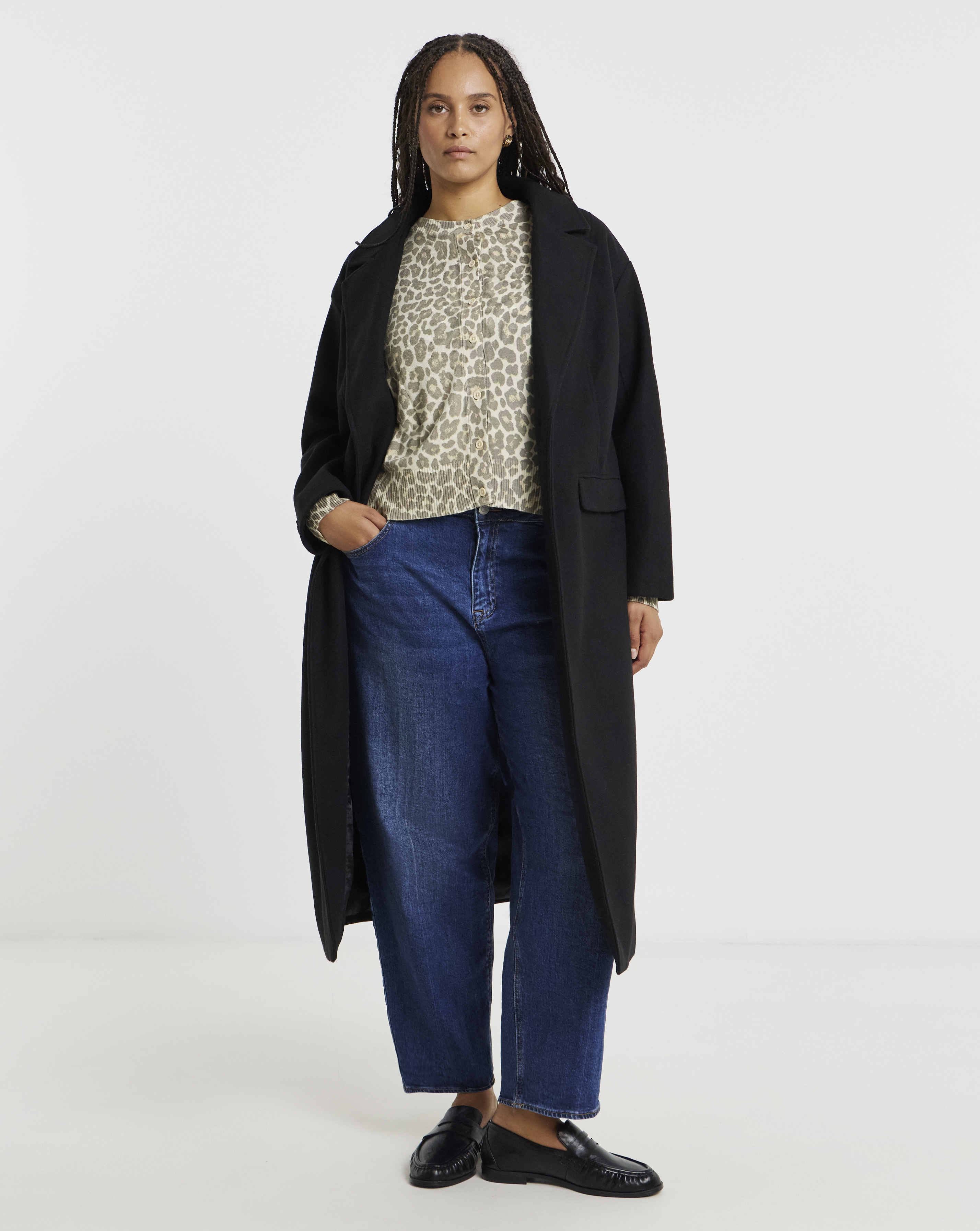 Black Midaxi Faux Wool Coat