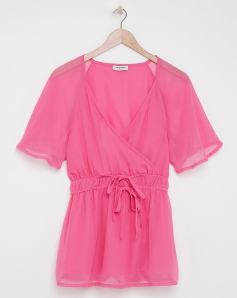 Pink Georgette Angel Sleeve Blouse