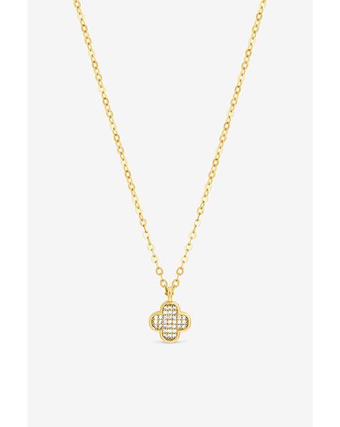 Gold Plated Mirco Pave Clover Pendant