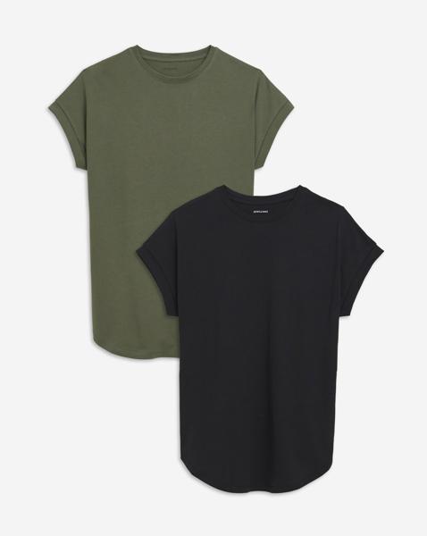 Pure Cotton 2 Pack Short Sleeve Curved Hem Longline Top