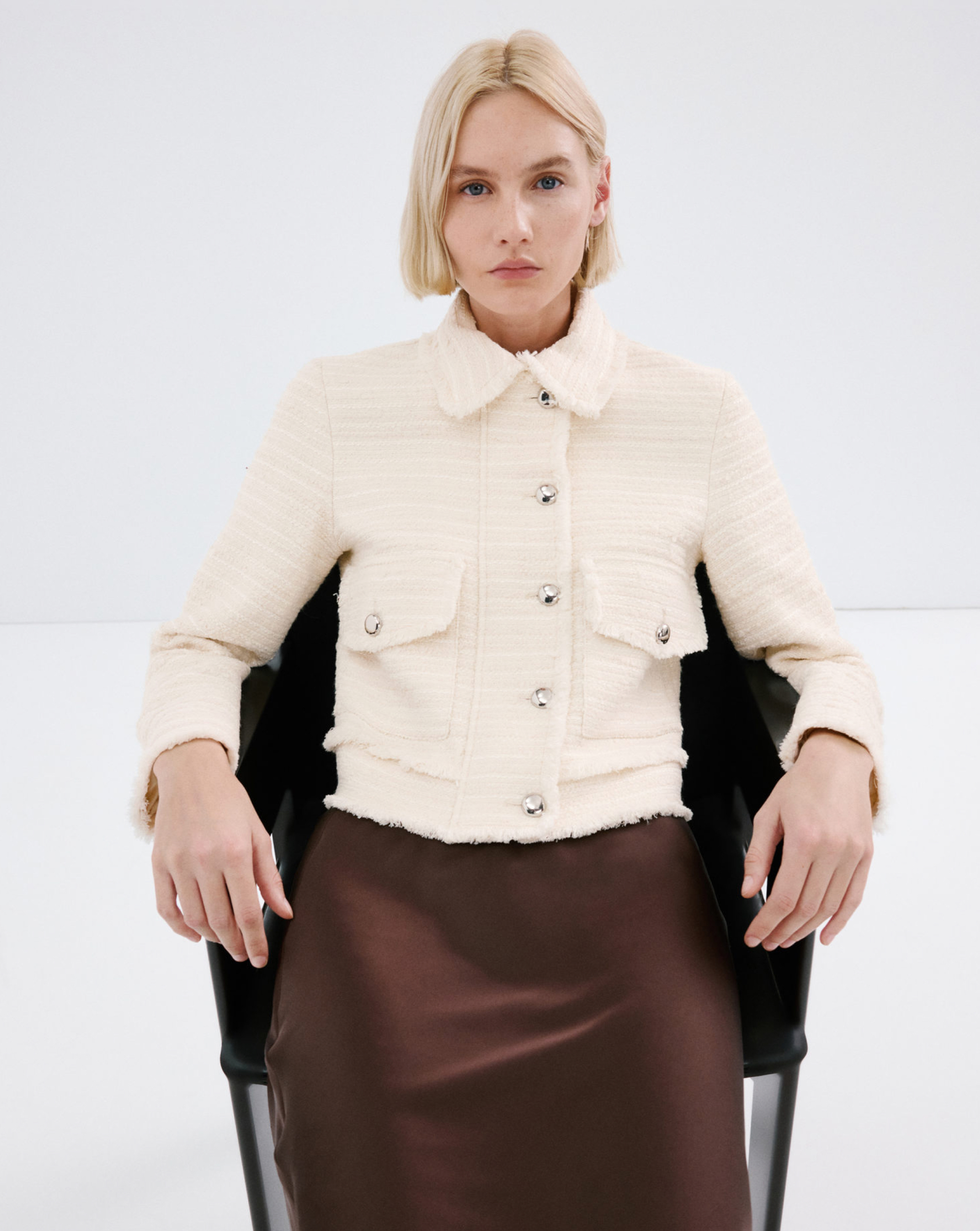 Mango Tweed Jacket Cream - Mango - SizeL