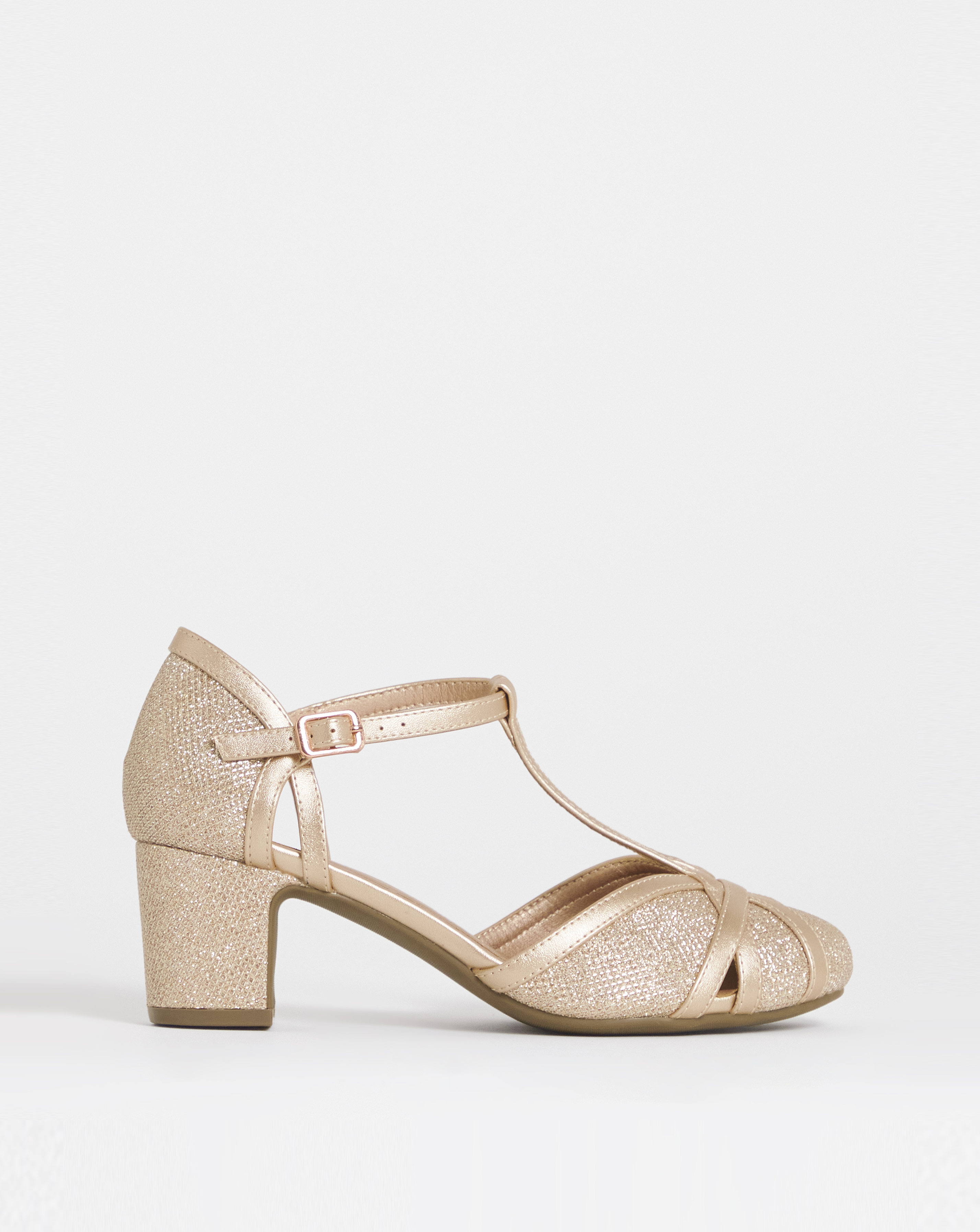 New In - Low Block Heel T Bar Shoes Wide