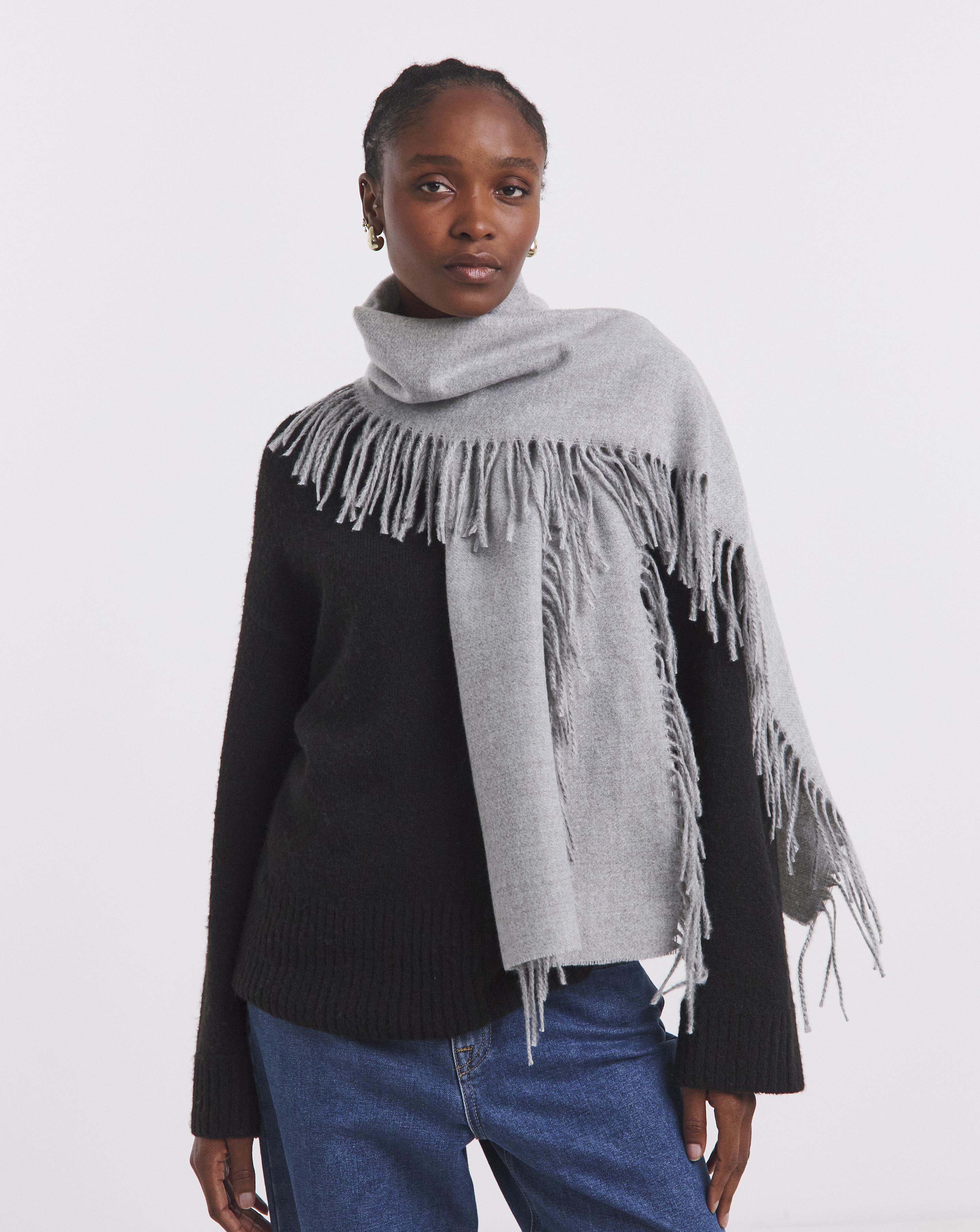 Fringe Detail Midweight Scarf