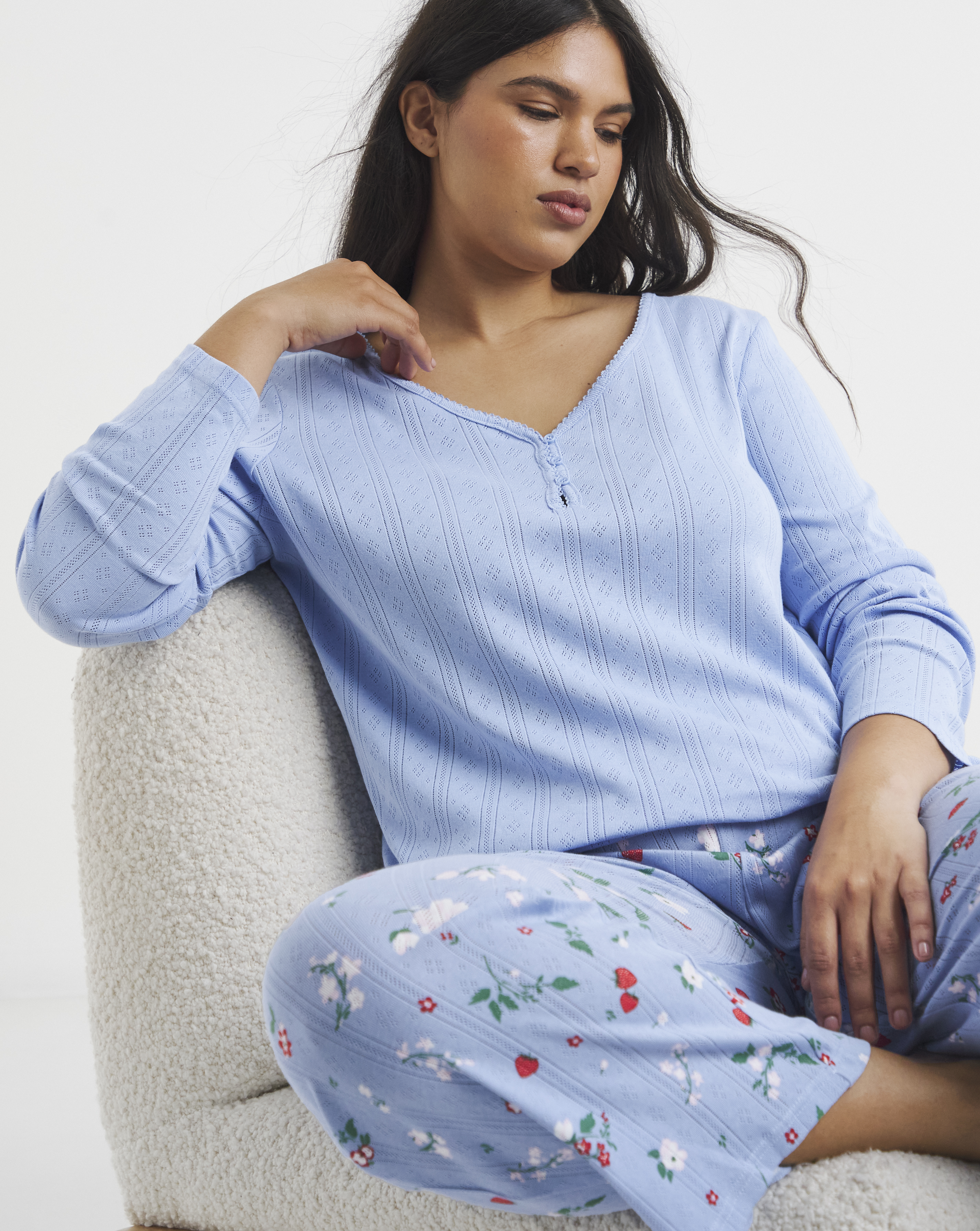 Pointelle Henley Top Pyjama Set