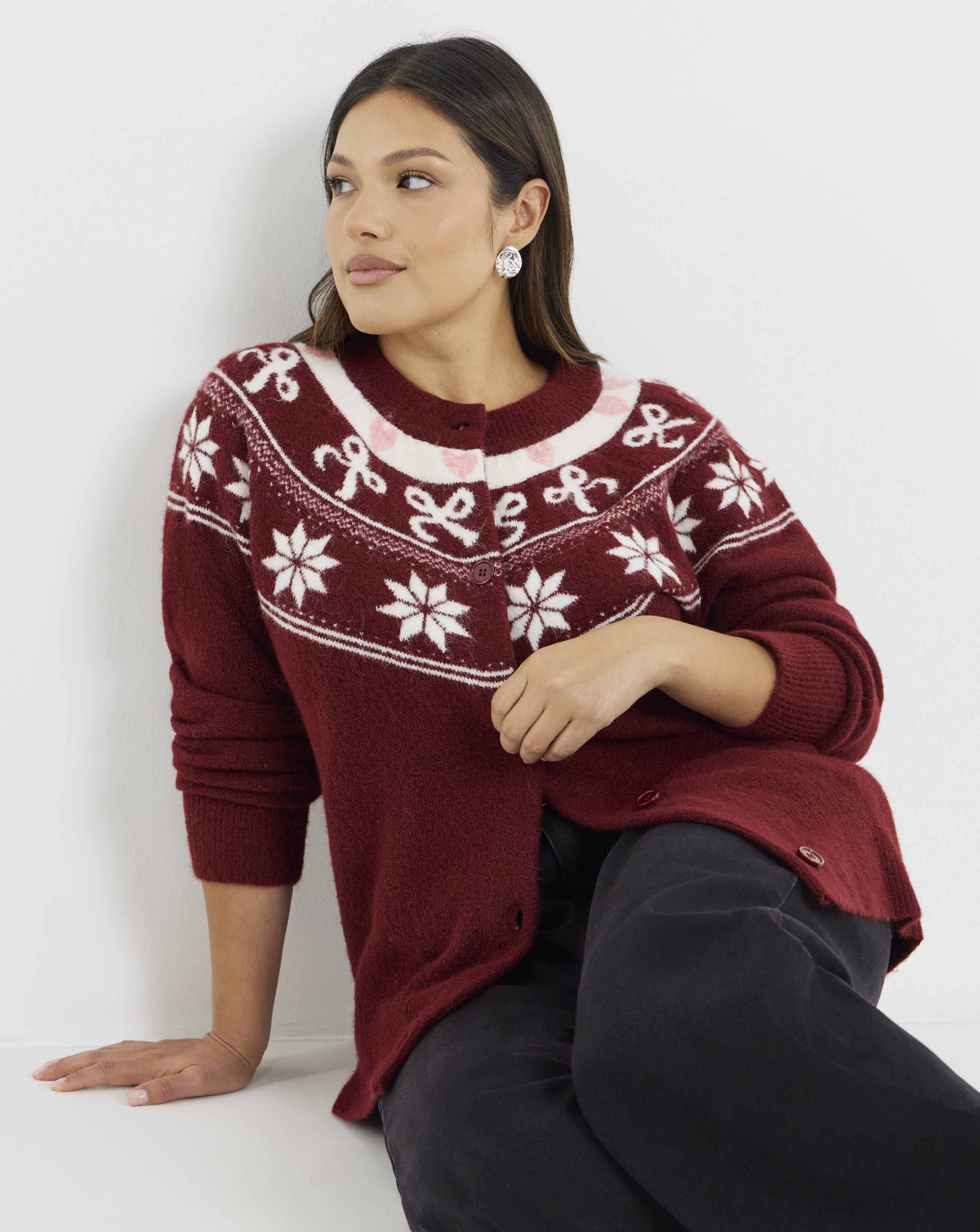 Fair Isle Crew Neck Cardigan
