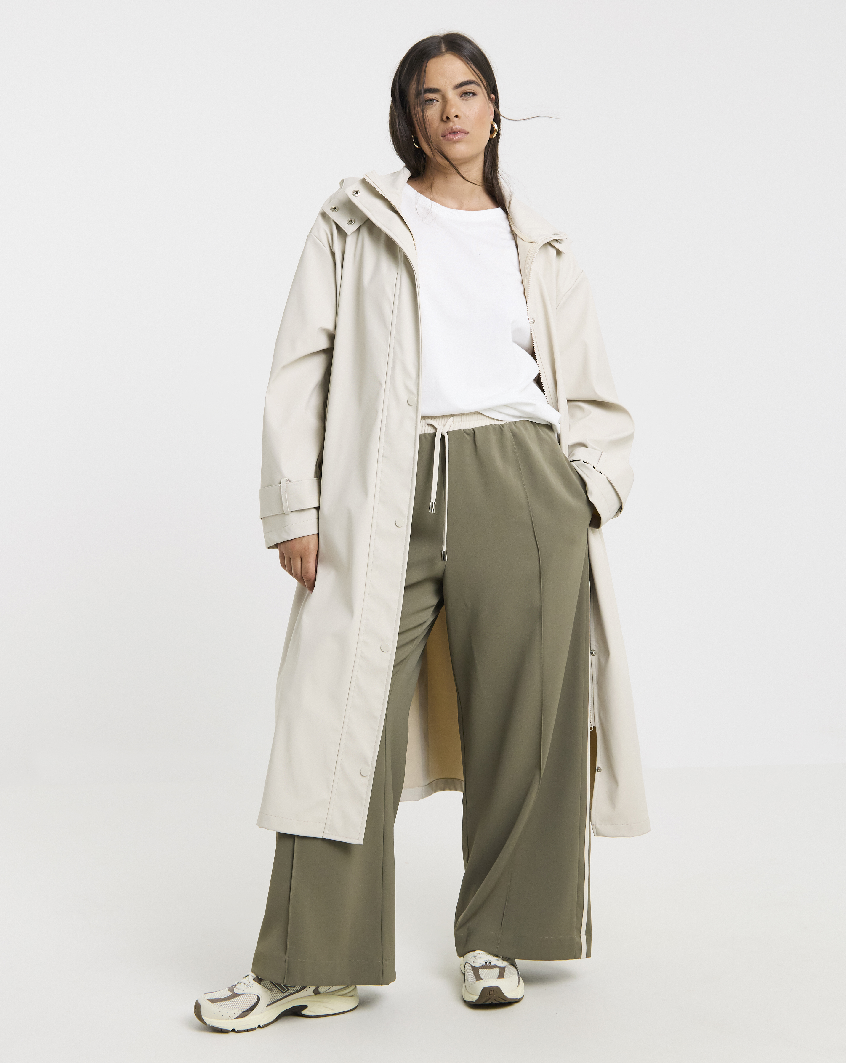 Stone Longline Rubberised Raincoat