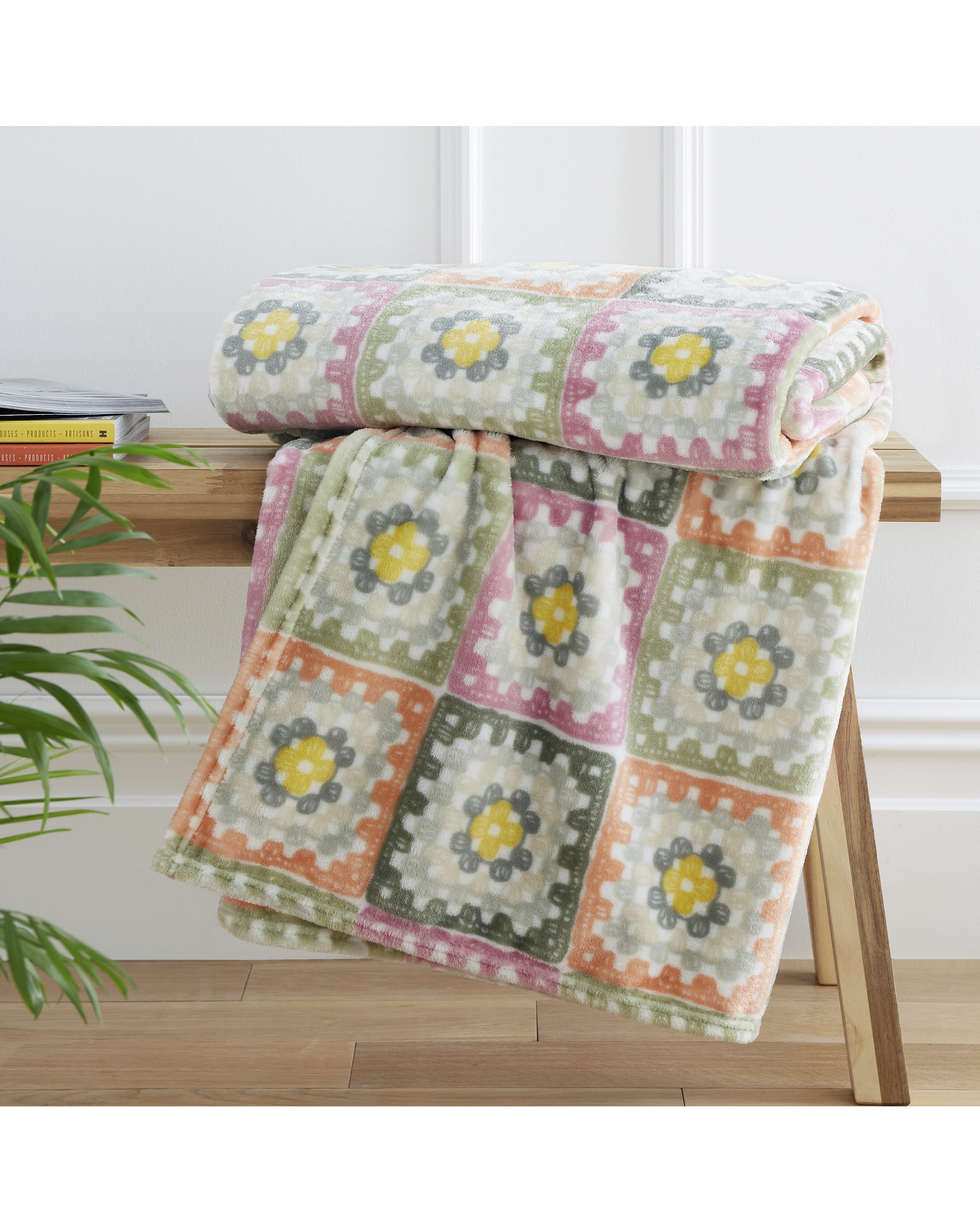 Catherine Lansfield Crochet Print Throw