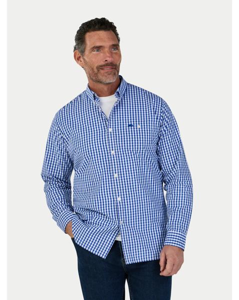 Raging Bull Classic Long Sleeve Gingham Shirt Navy
