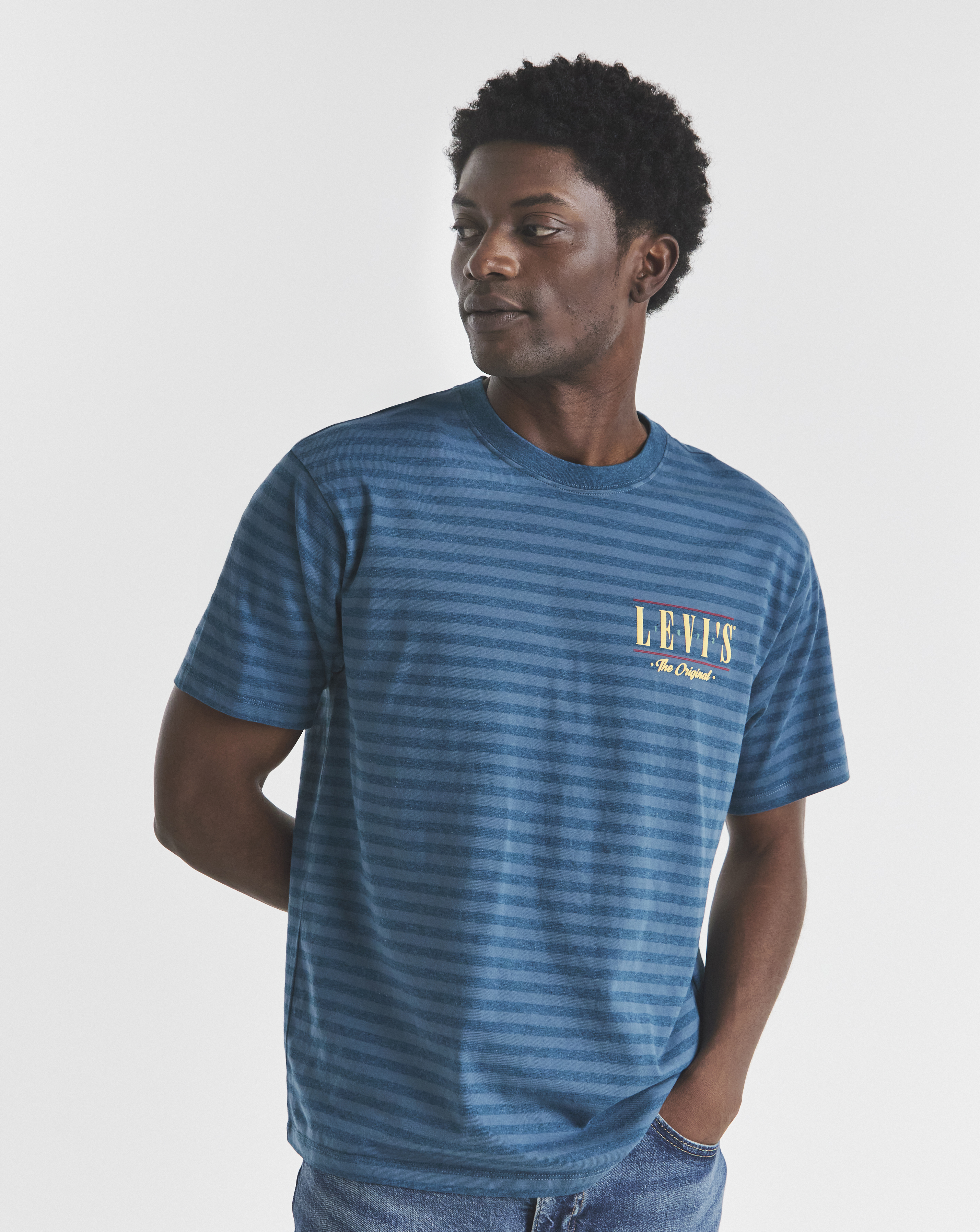 Levi's Blue Graphic Stripe T-Shirt - Small