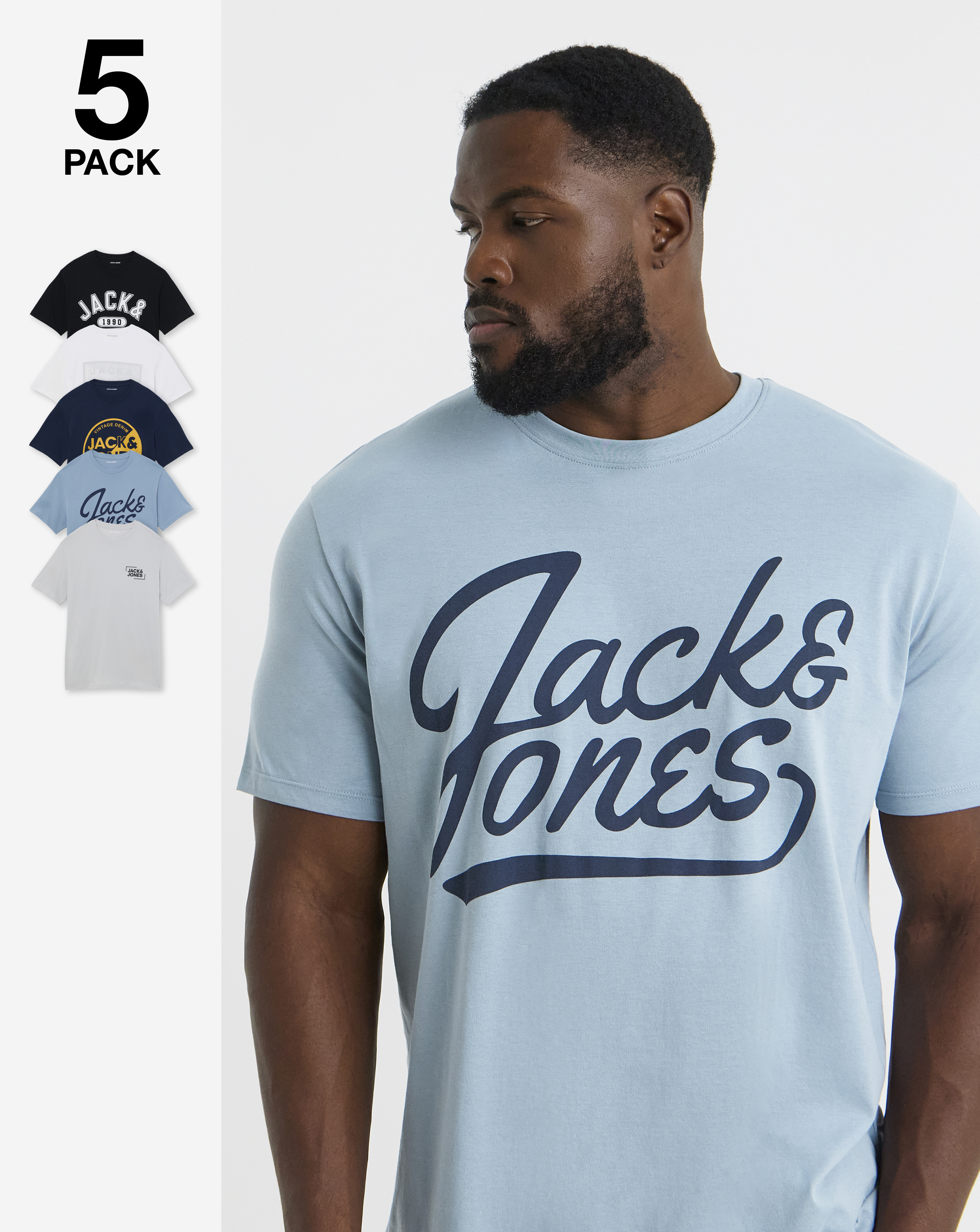 Jack & Jones Andrew Logo T-Shirt 5 Pack