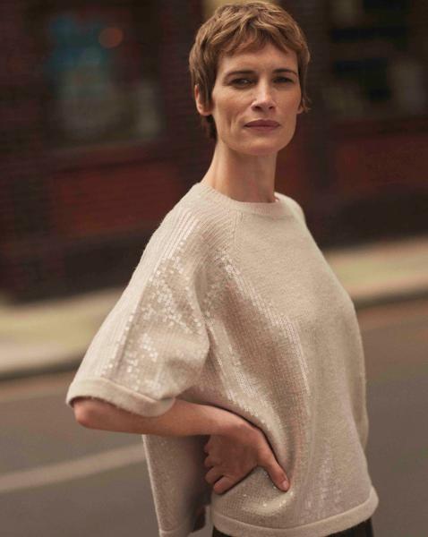 CLEAR SEQUIN SHORT SLEEVE JUMPER