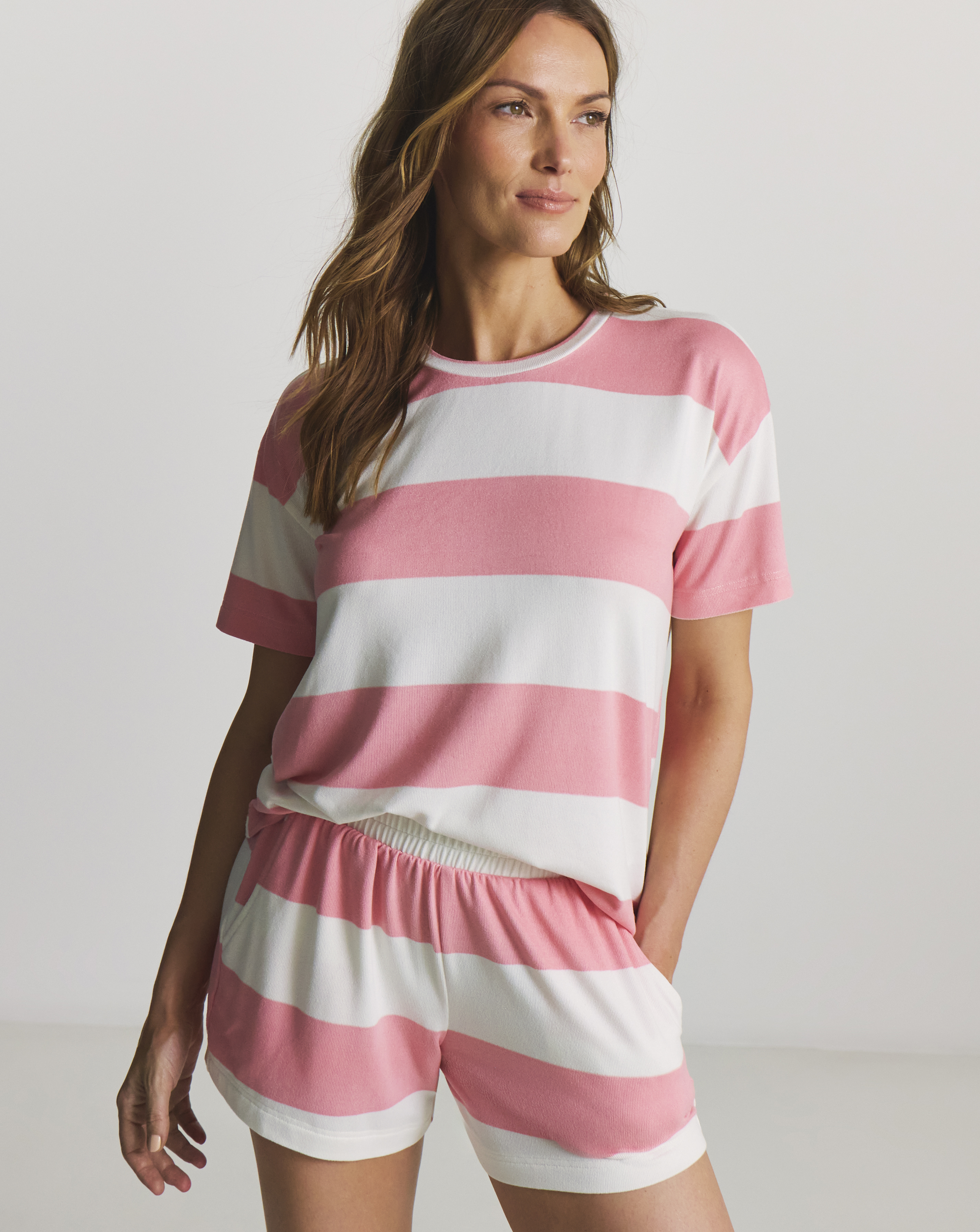 Pretty Secrets Stripe Lounge Short Set