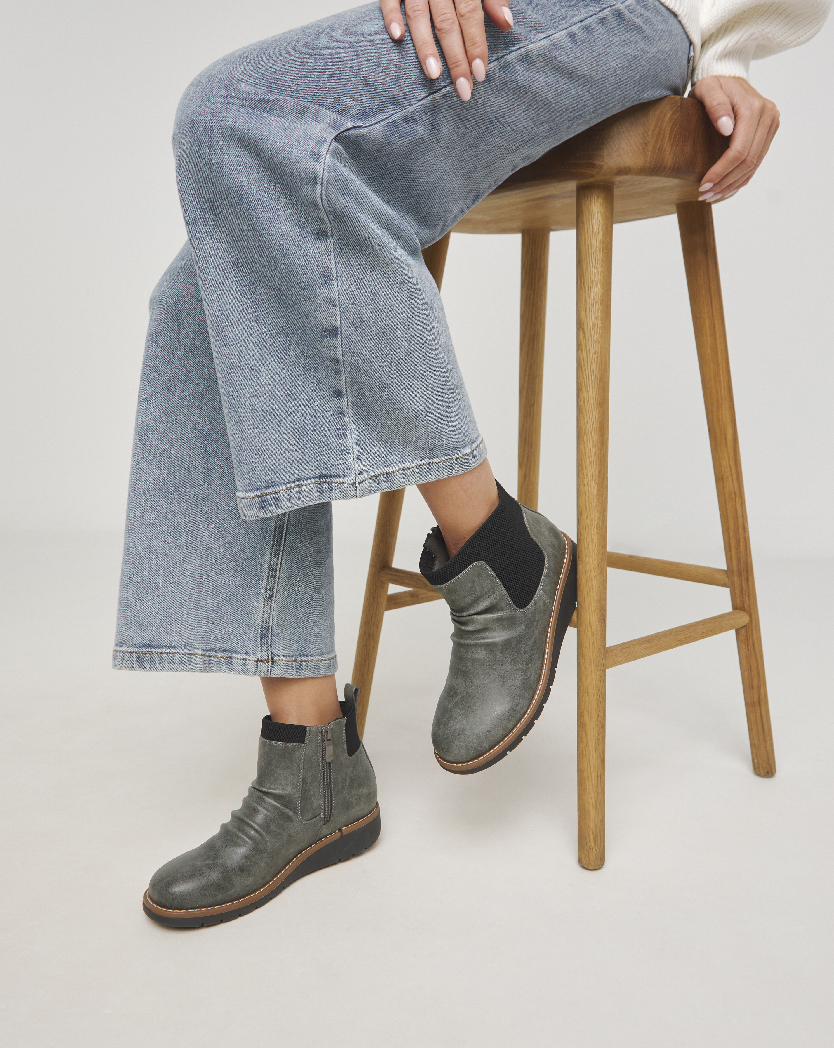 Low Wedge Ruched Boot Wide E Fit