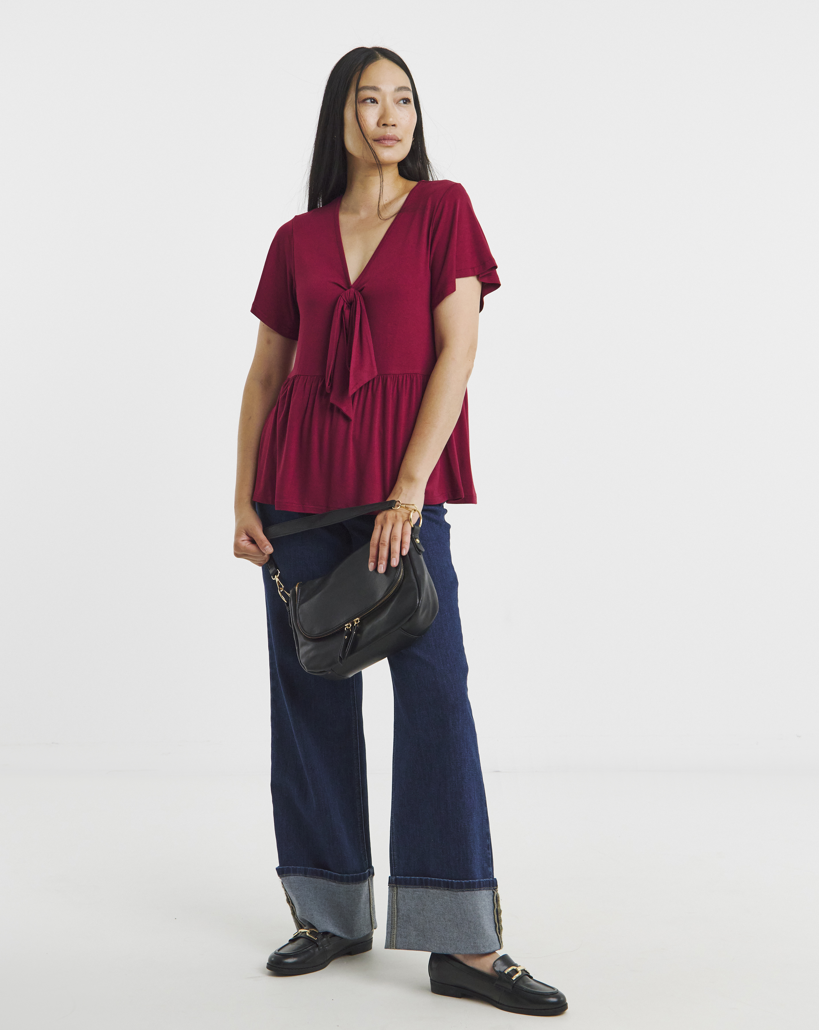 Bow Front Longline Hem Top