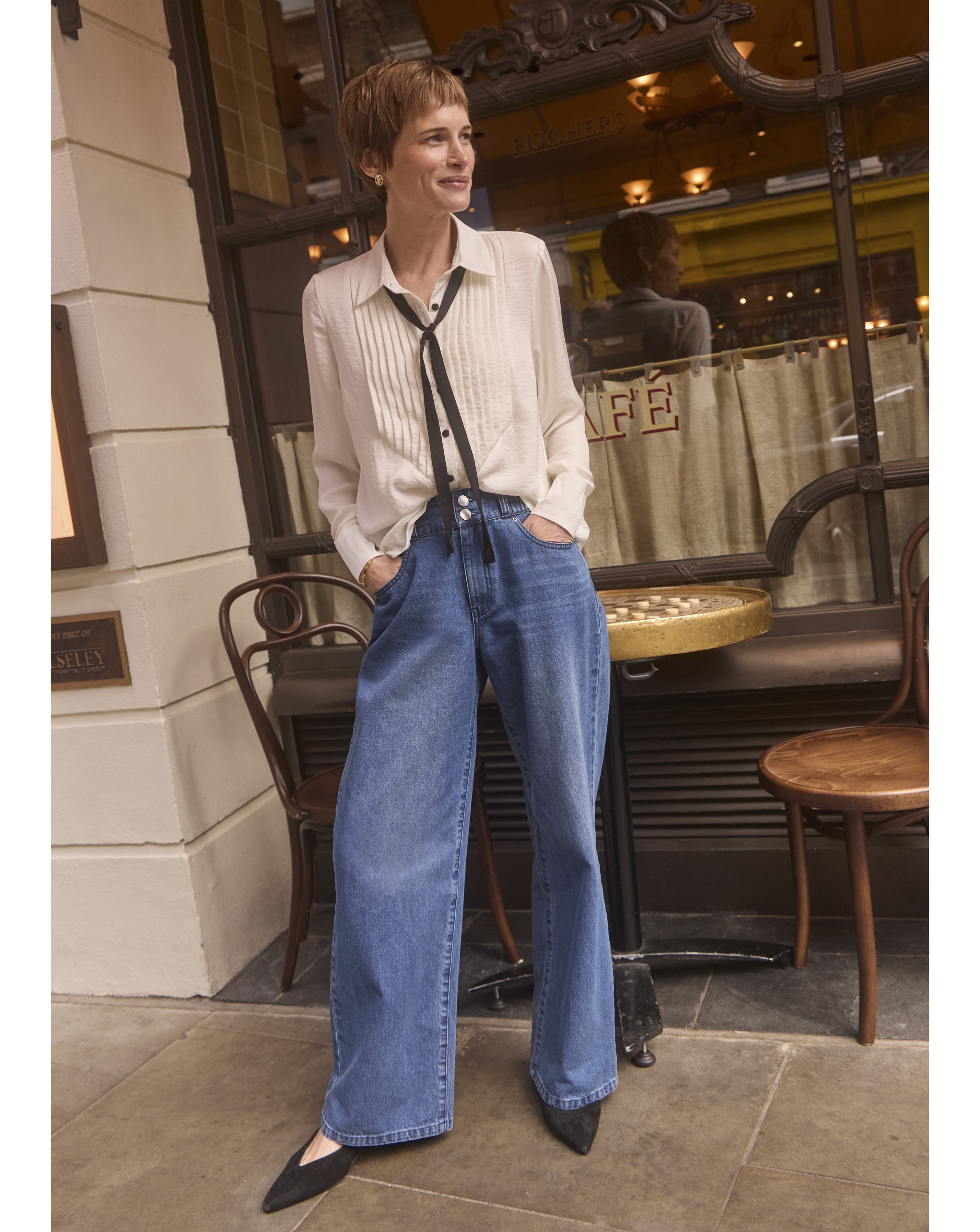 Elasticated Waist Wide Leg Jeans
