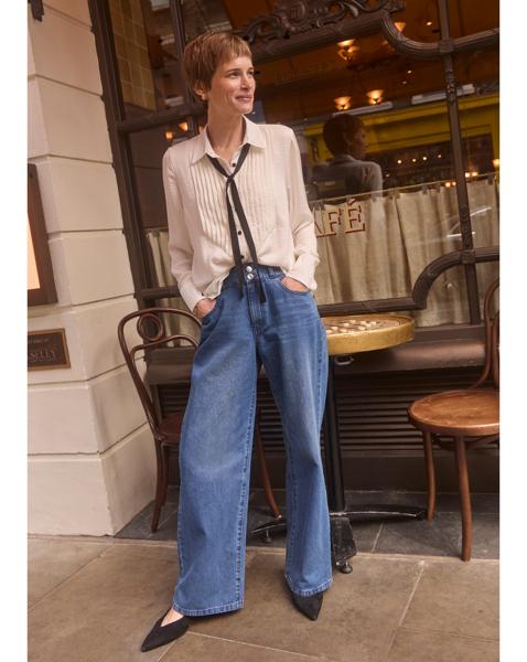 Elasticated Waist Wide Leg Jeans