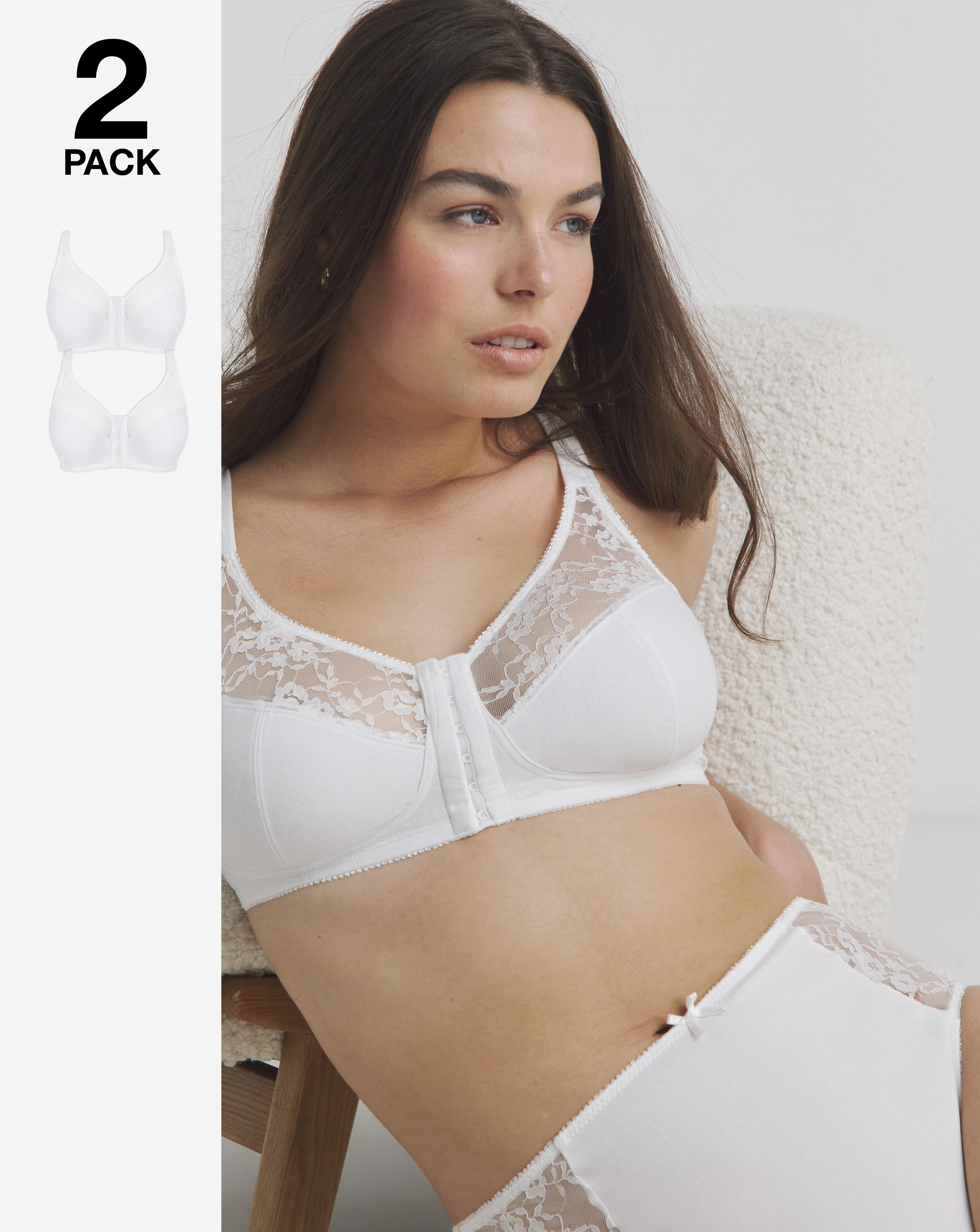 2 Pack Lace Front Fasten NW FC Bras