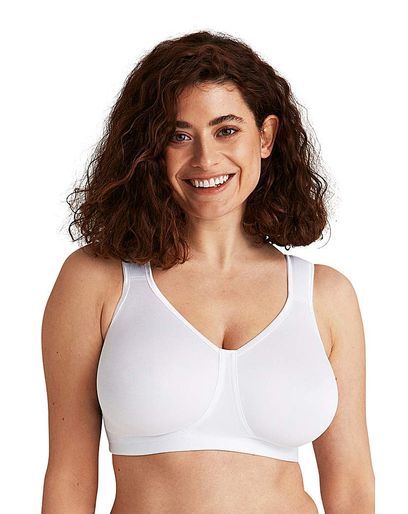 Miss Mary Smooth Divide Non-wired Bra White - Size 38C - Cotton Blend - Moulded Cups - Padded Straps