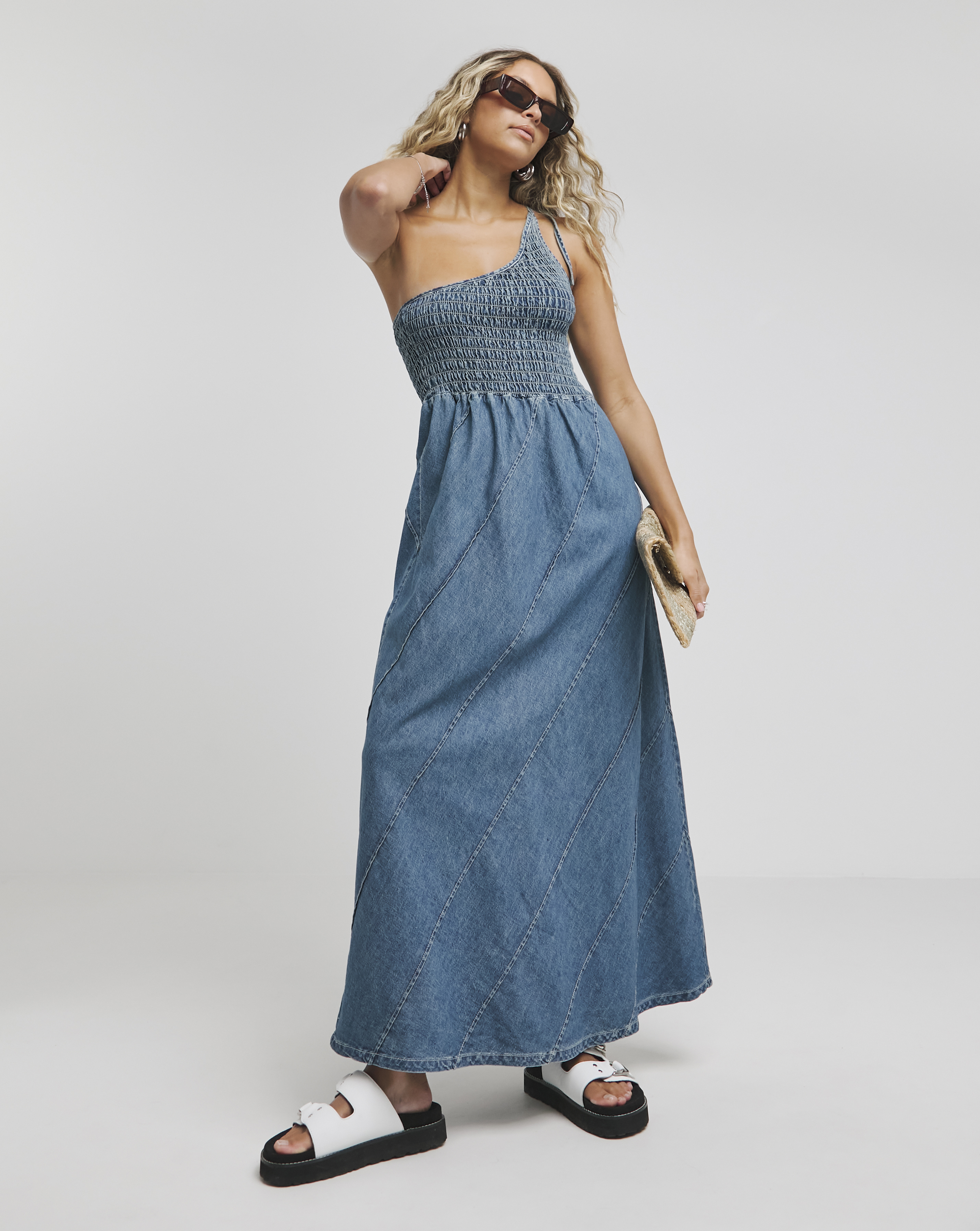 Simply Be - Women's Mid Blue Asymetric Denim Dress - Size 26 - Mid blue - 100% Lyocell - Sustainable