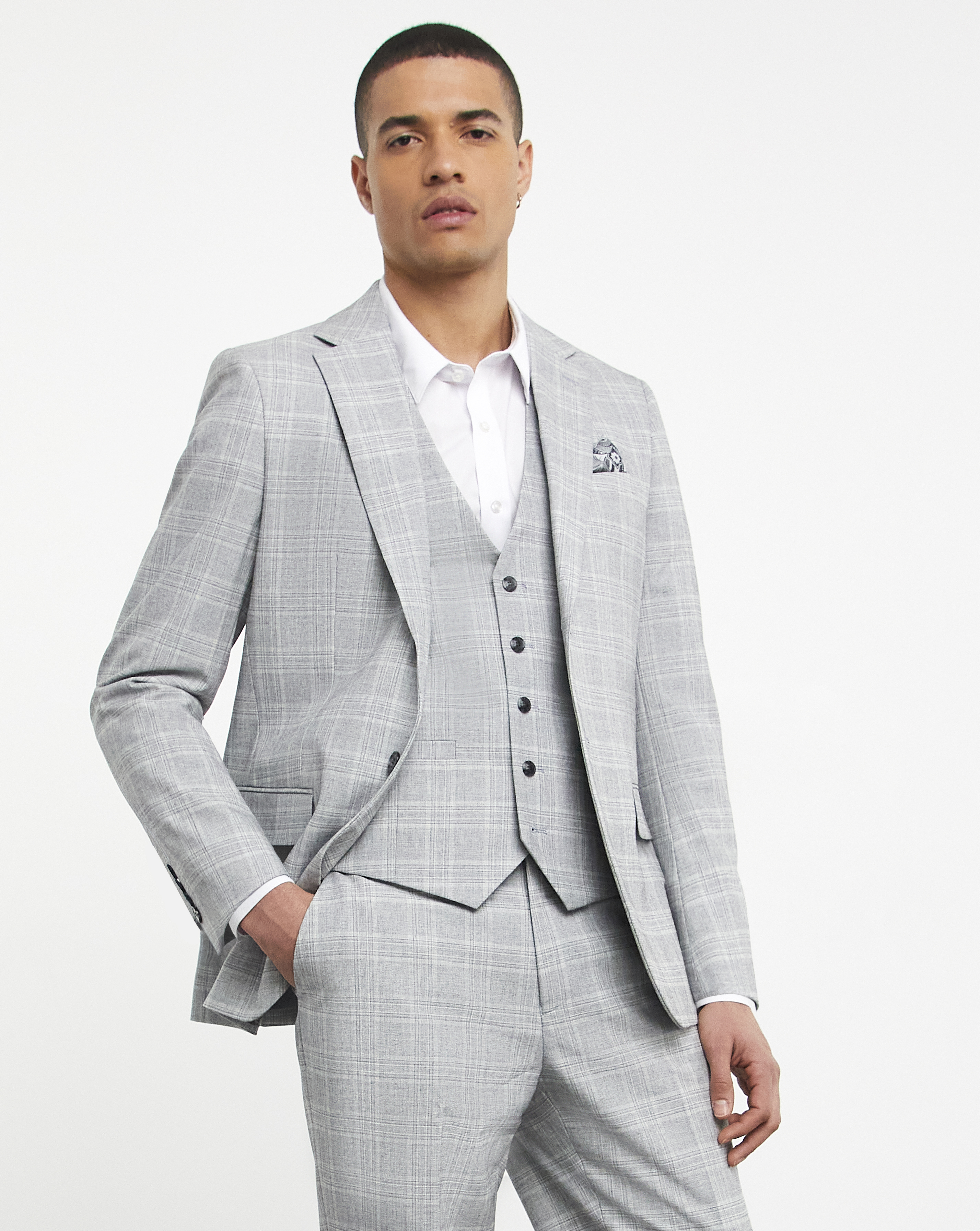 Jasper Light Grey Check Suit Jacket