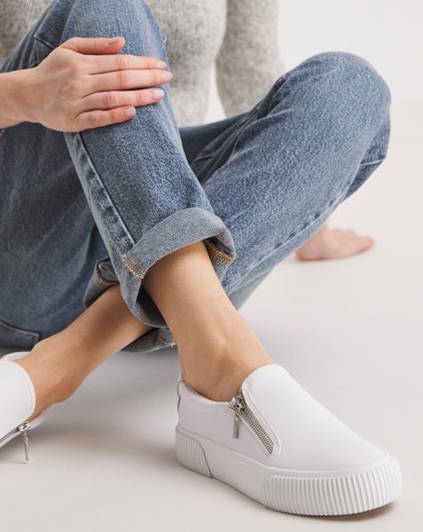 Side Zip Tumbled Trainers Wide Fit