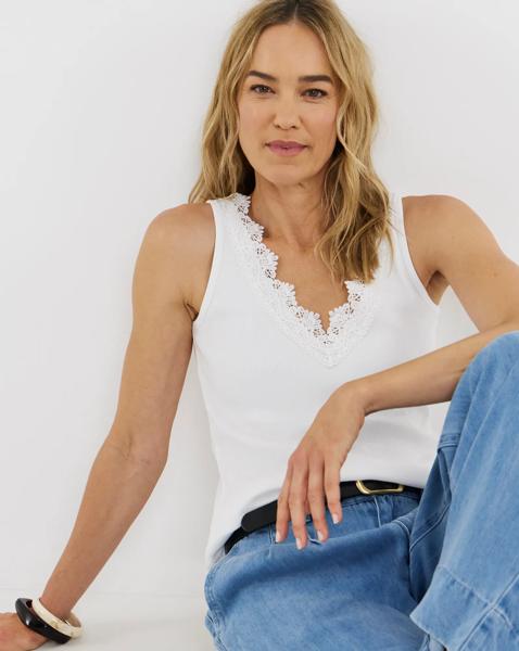V-Neck Lace Trim Vest