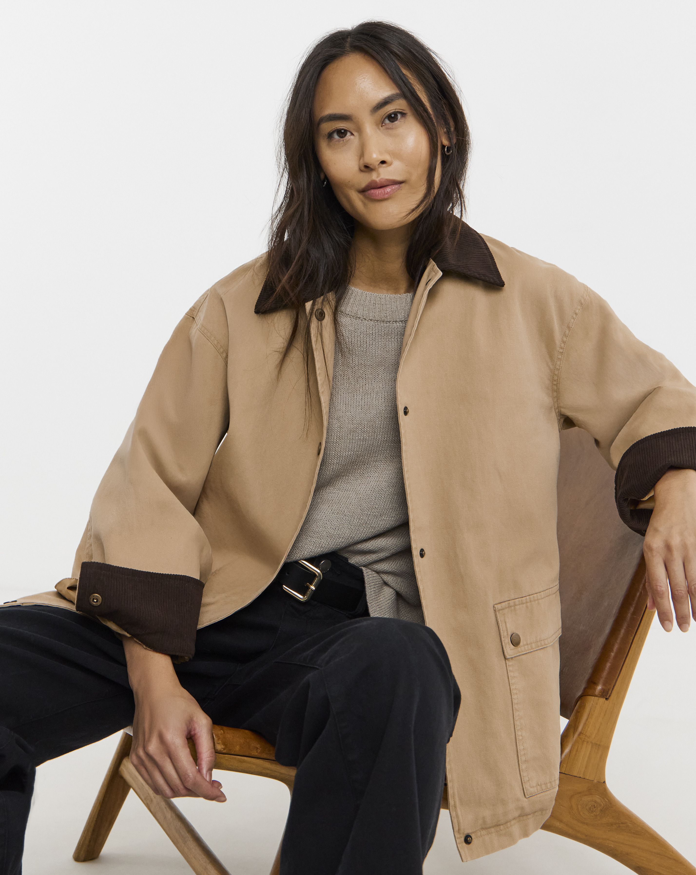 Cord Collar Relaxed Utility Barn Jacket