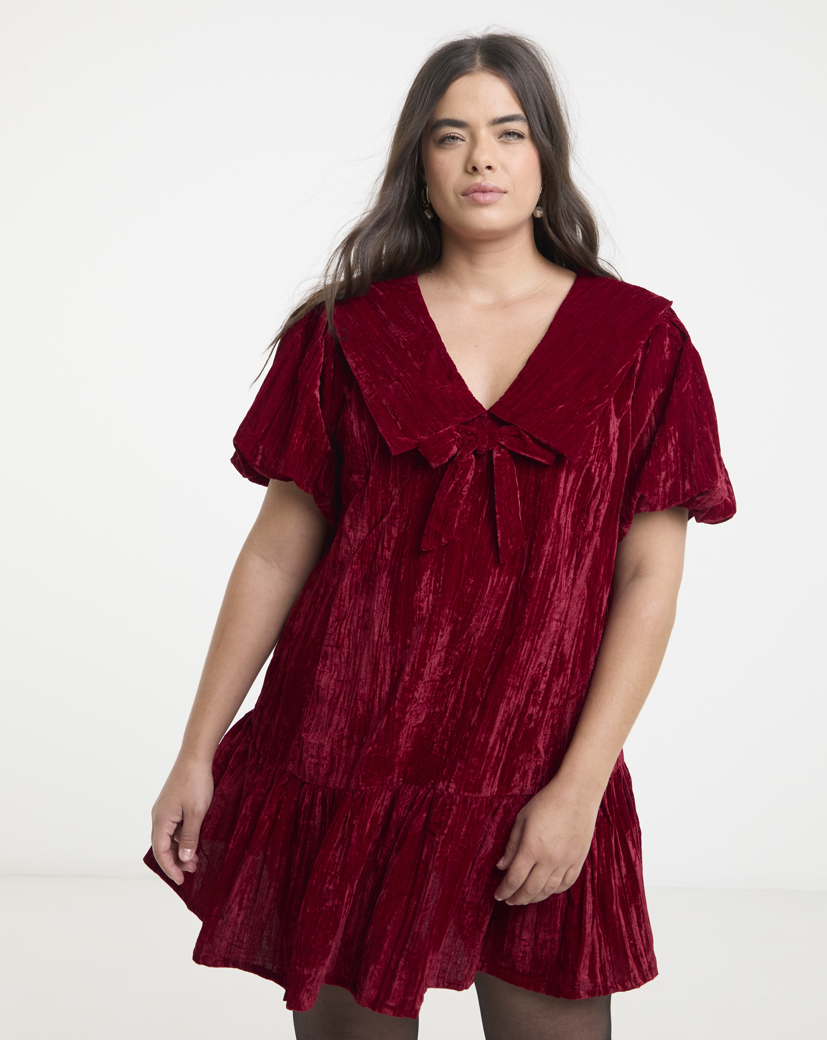 Neon Rose Velvet Mini Dress