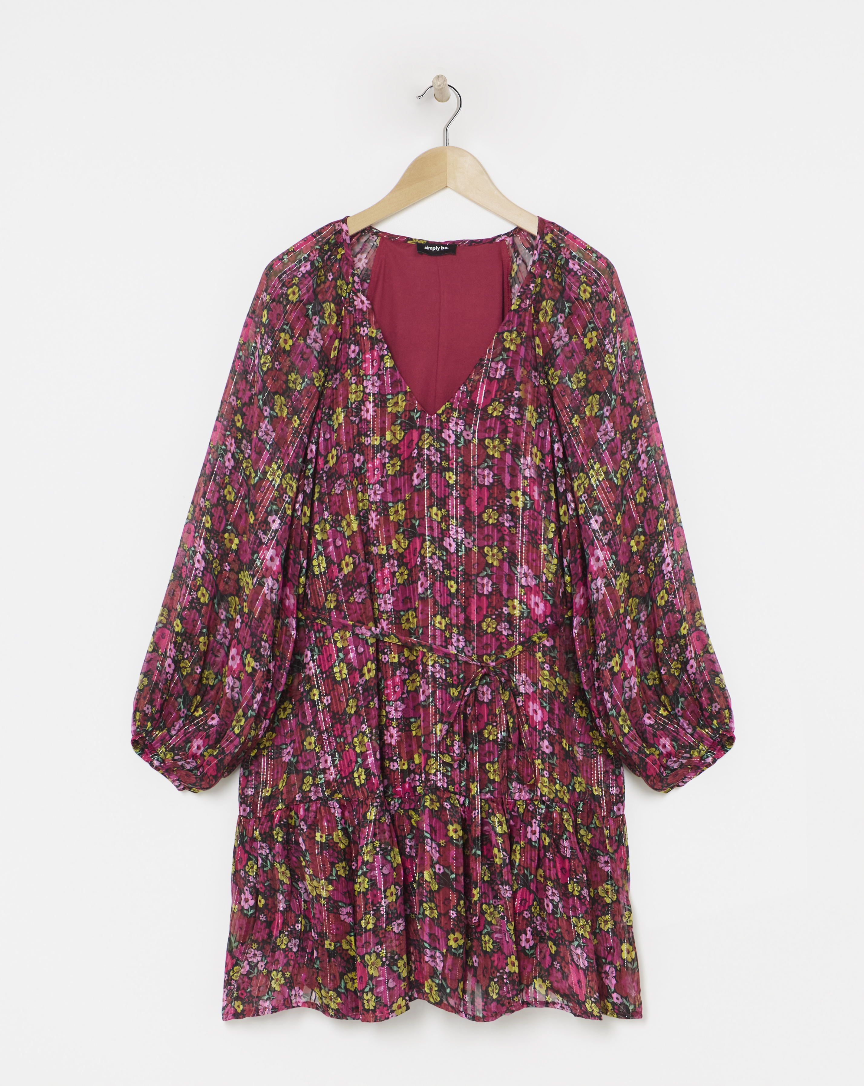 Simply Be - Women's Floral Print Metallic Thread Detail Swin - Size 14 - Floral print - 97% Polyester 3% Metallised Fibre