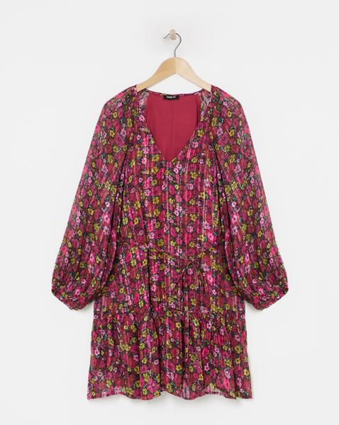 Simply Be - Women's Floral Print Metallic Thread Detail Swin - Size 14 - Floral print - 97% Polyester 3% Metallised Fibre