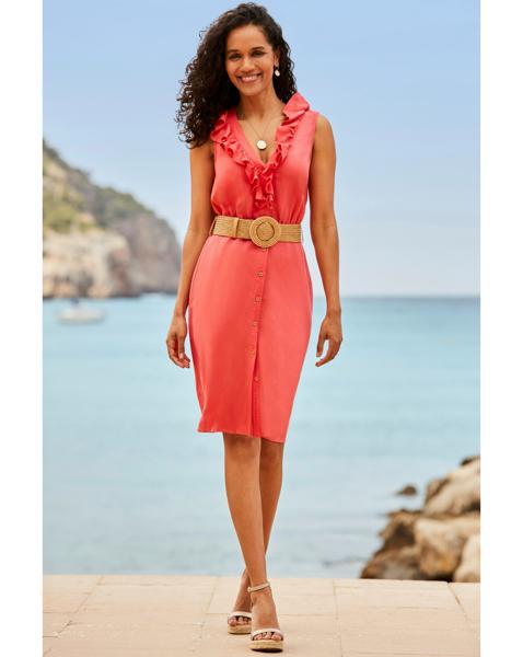 Sosandar Belted Linen Dress