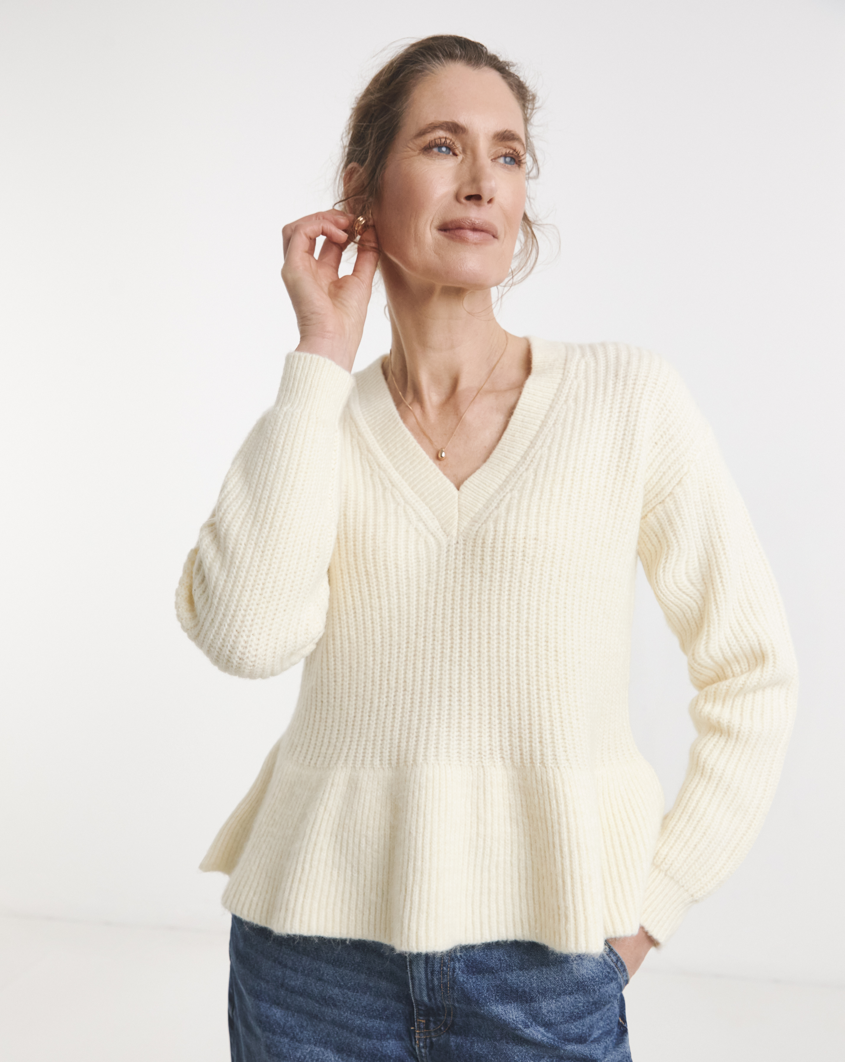 V Neck Peplum Jumper