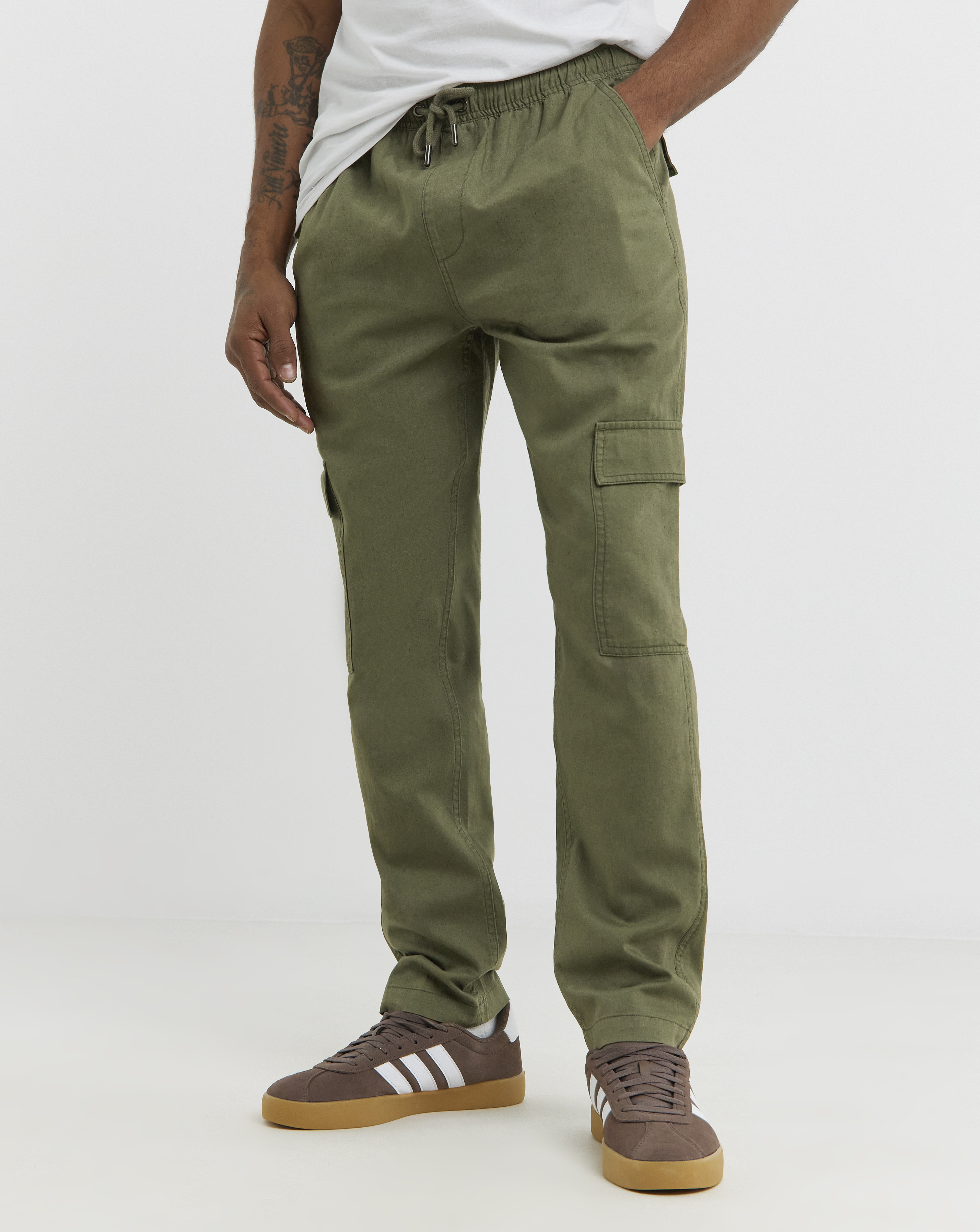 Linen Blend Cargo Trousers