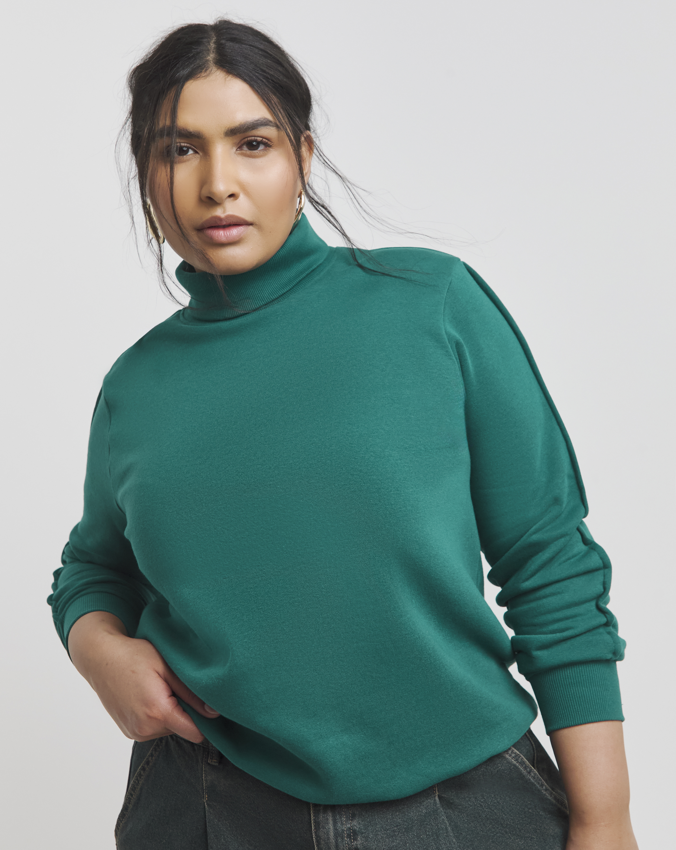 Dark Green Roll Neck Sweatshirt